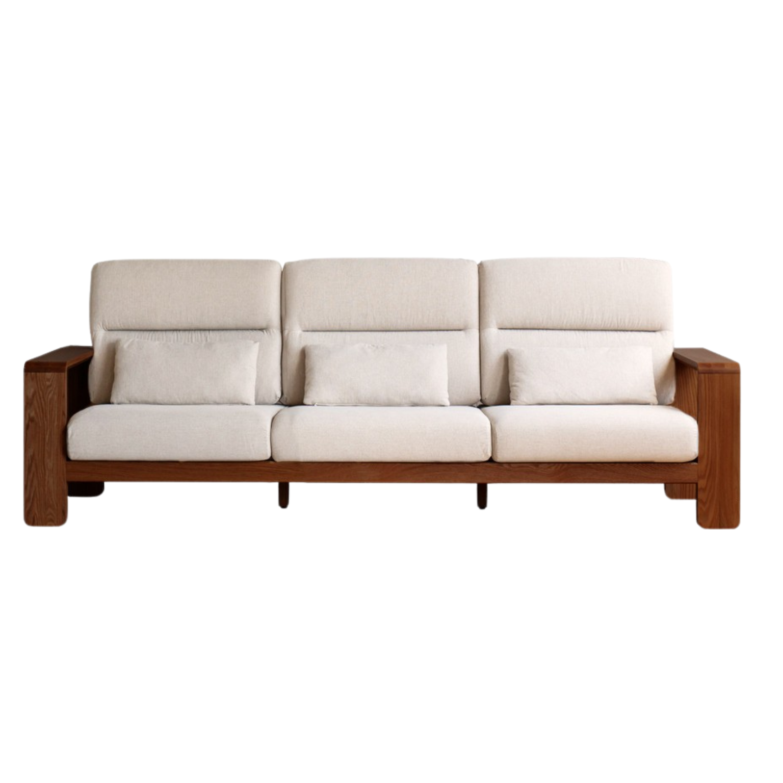 Oak Solid Wood Modern Log Style Corner Fabric Sofa.