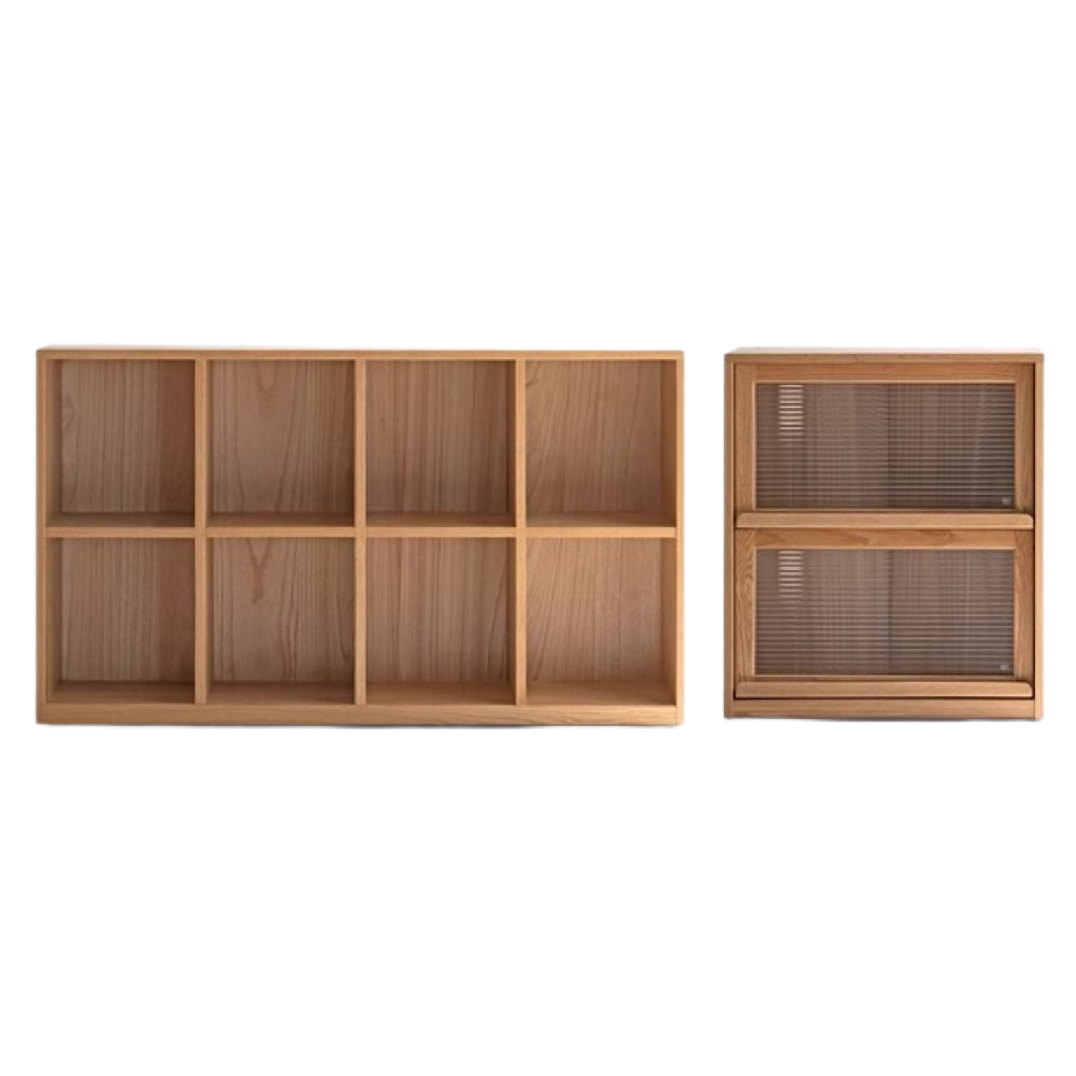Black Walnut, Oak Solid Wood Low Bookcase, Modern Modular Storage Shelf Cabinet