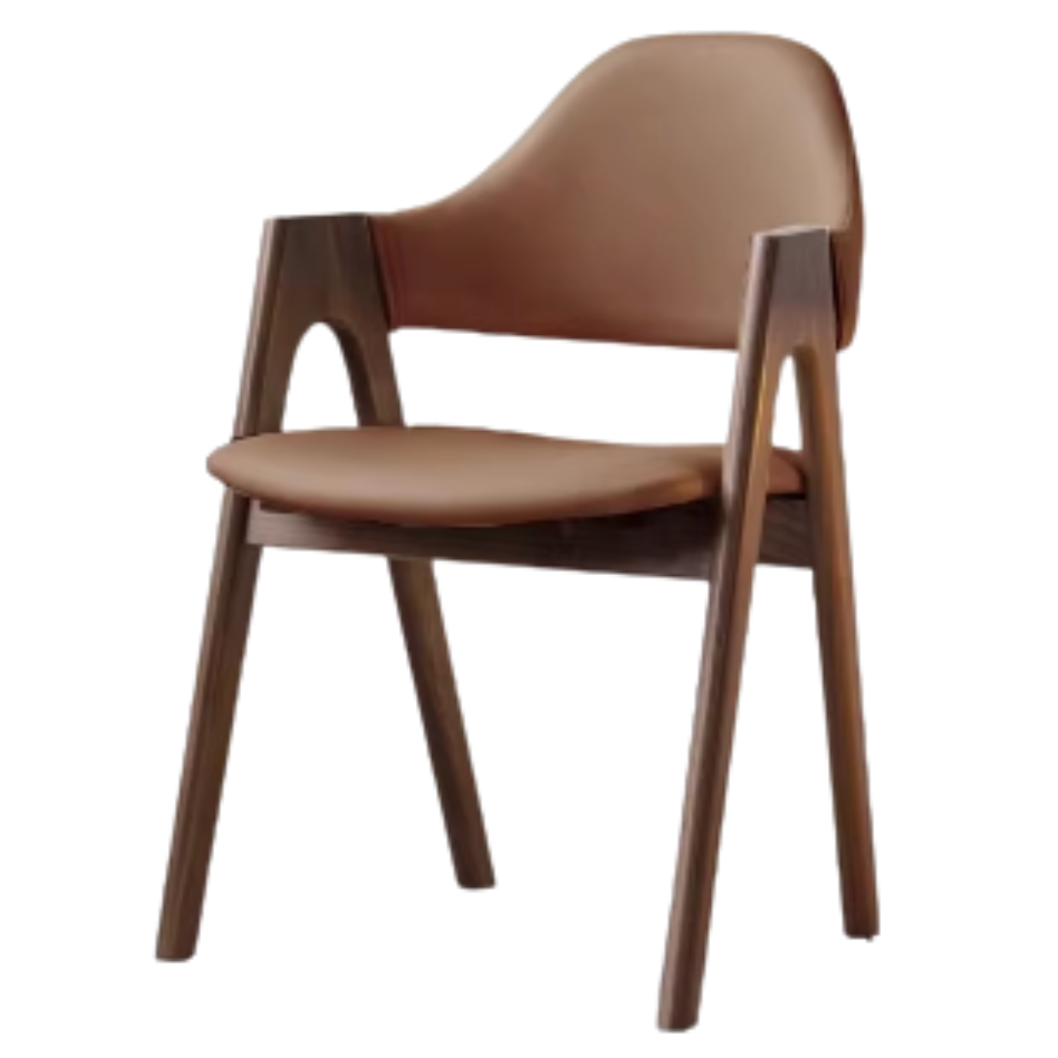 Black Walnut, Oak, Solid Rubberwood Chair with Soft Fabric/Leather Back