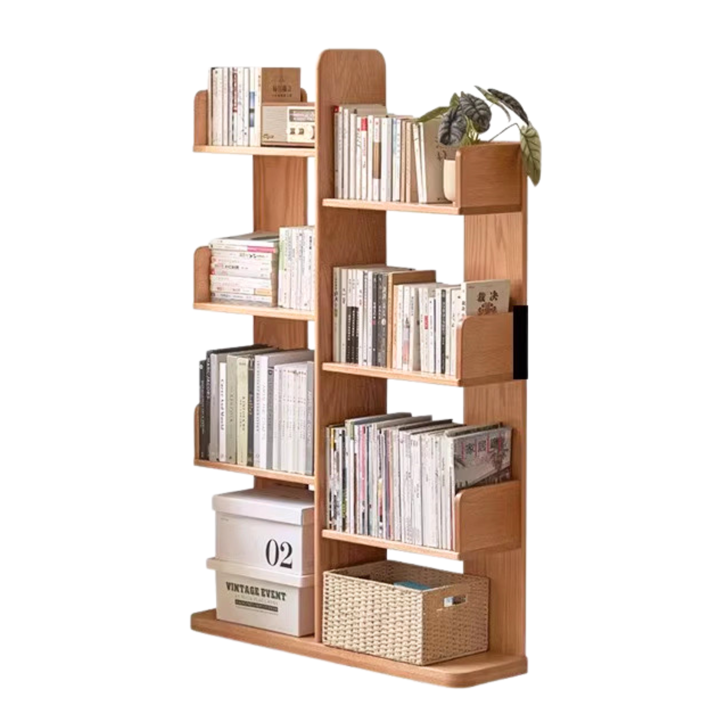 Oak Solid Wood Floor-Standing Bookshelf