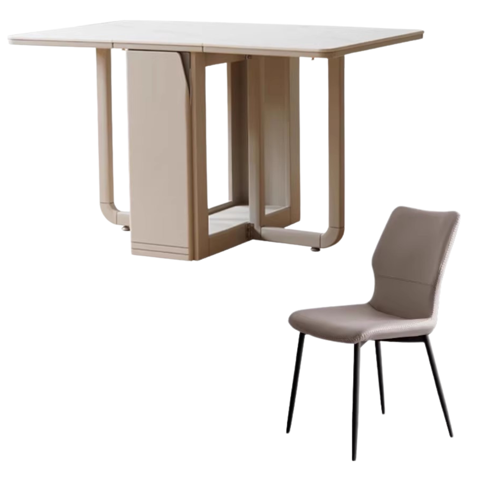 Poplar Solid Wood Italian Light Luxury Slab Folding Dining Table
