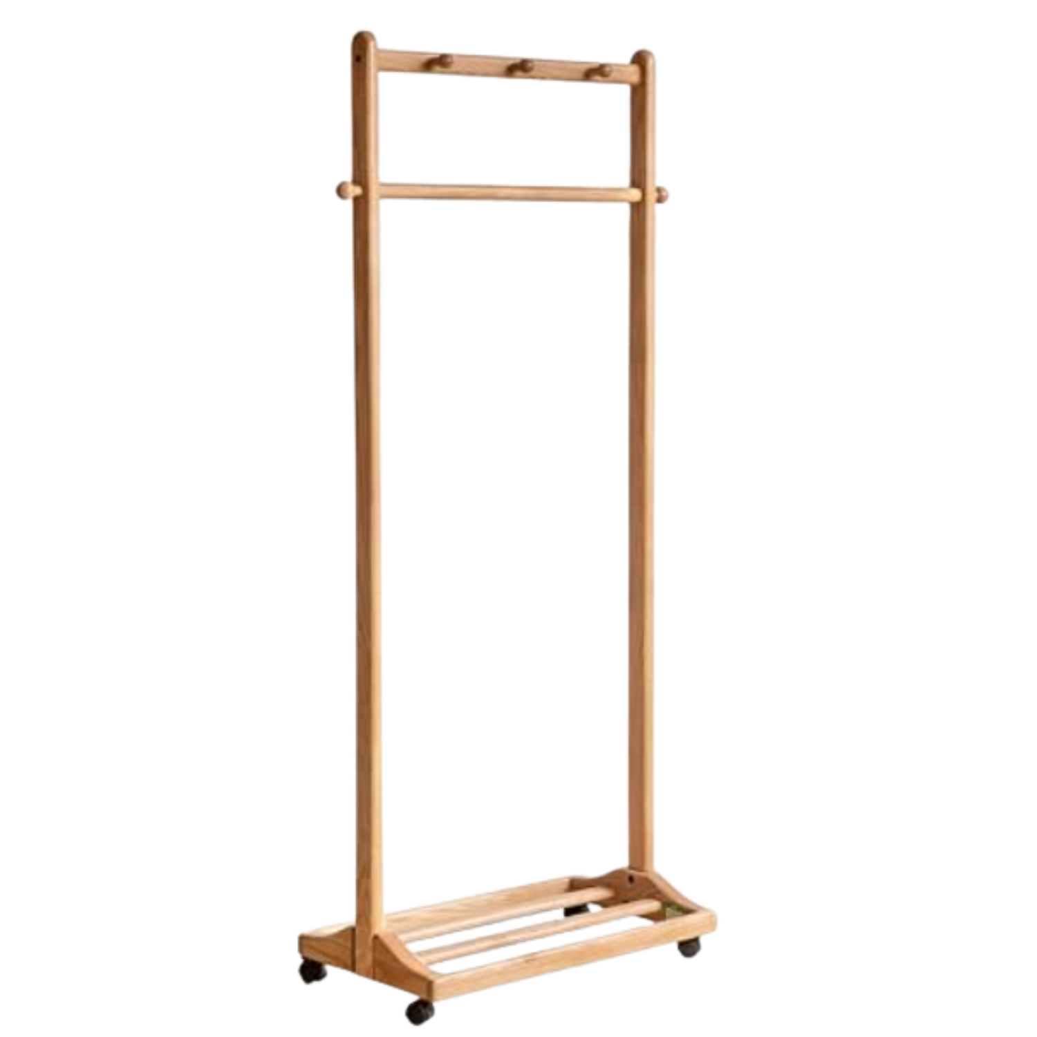 Oak, Rubberwood hanger for small bedroom floor standing storage rack