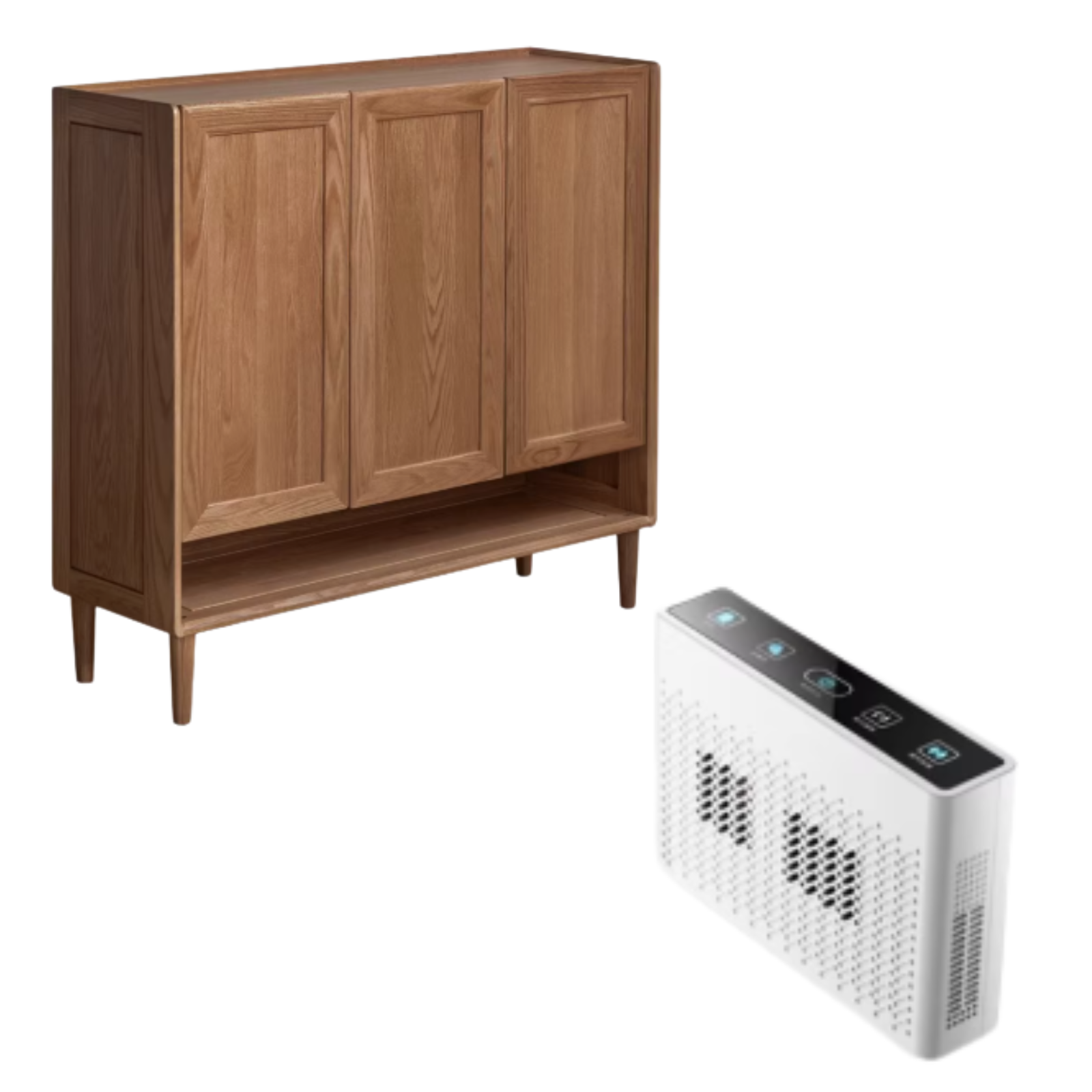 Oak, Solid Rubber Wood Shoe Cabinet