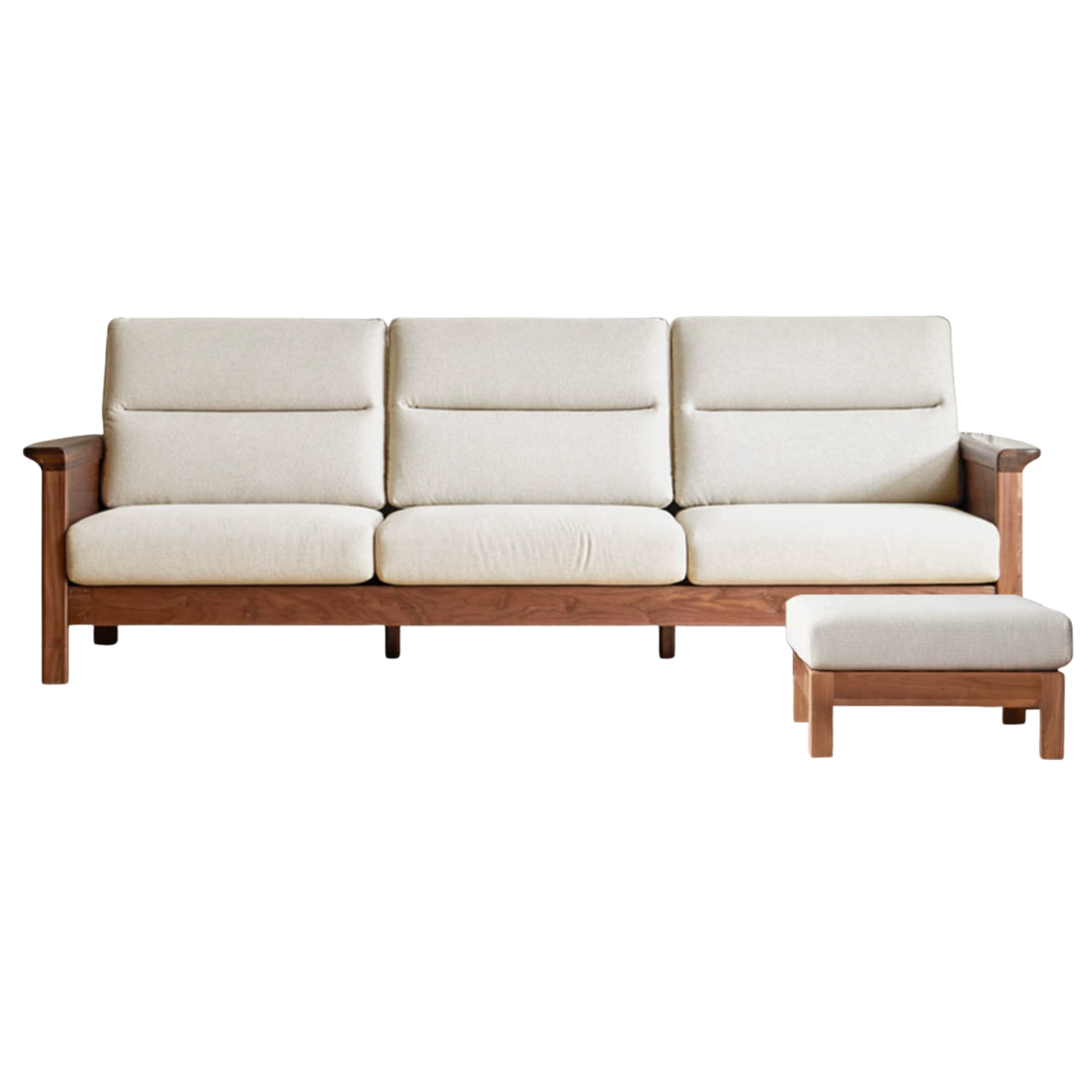 Sandalwood, Black Walnut Solid Wood Fabric Sofa.