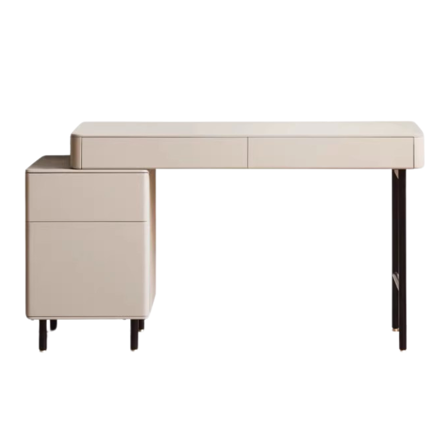 Poplar Solid Wood Telescopic Desk with Bookcase Light Luxury
