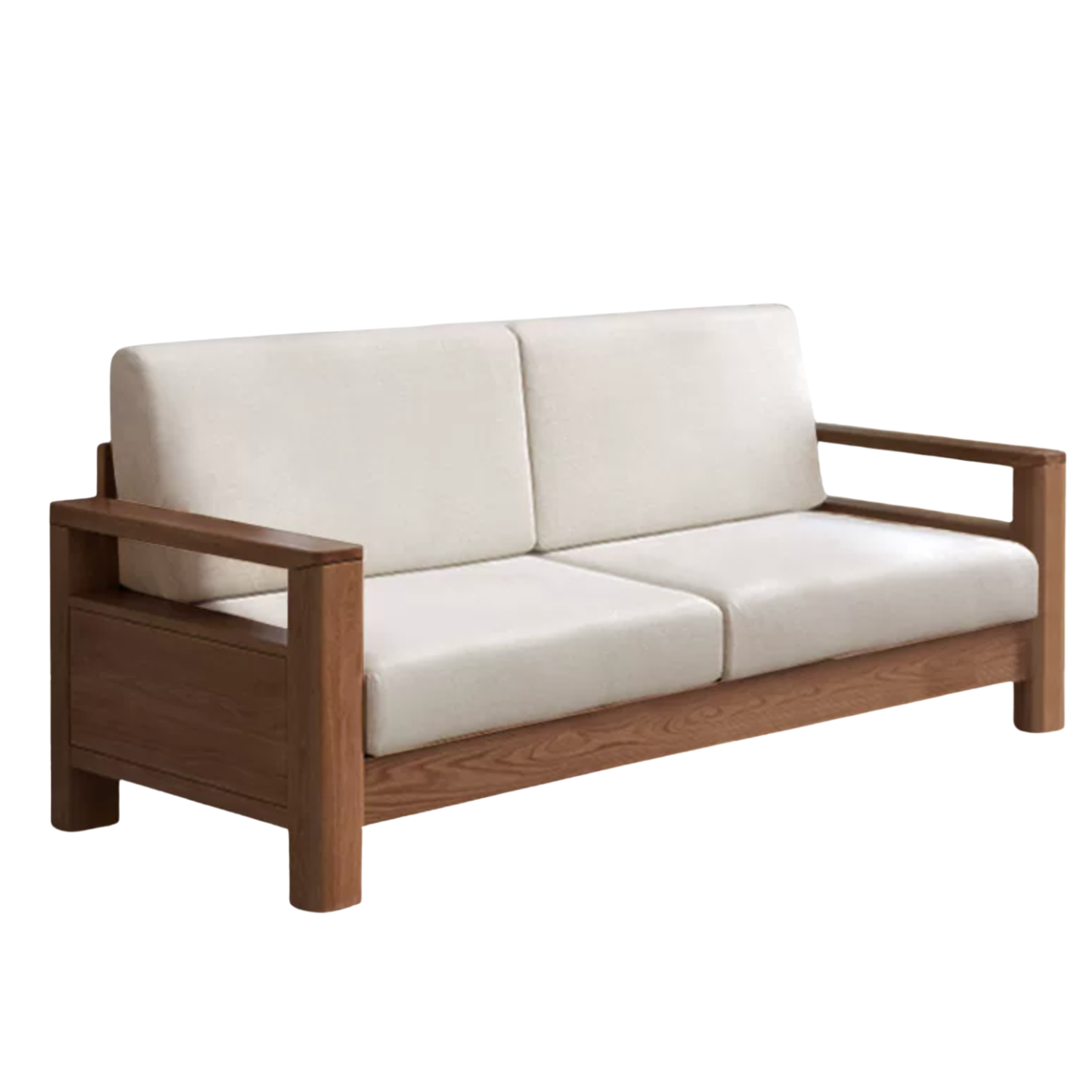 Oak Solid Wood, Solid Rubberwood Cotton Fabric Sofa