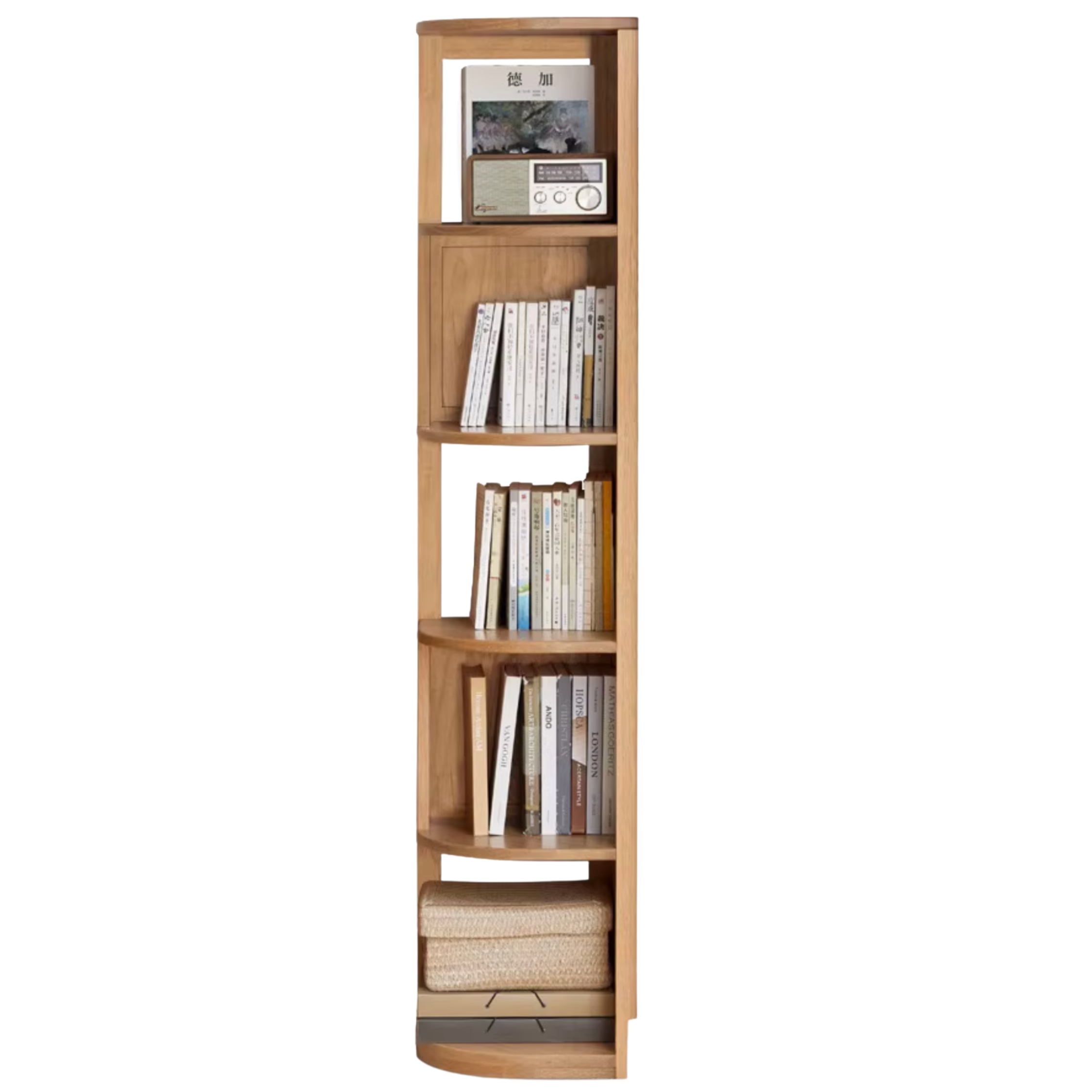 Oak, Rubbber Solid Wood Corner Bookshelf