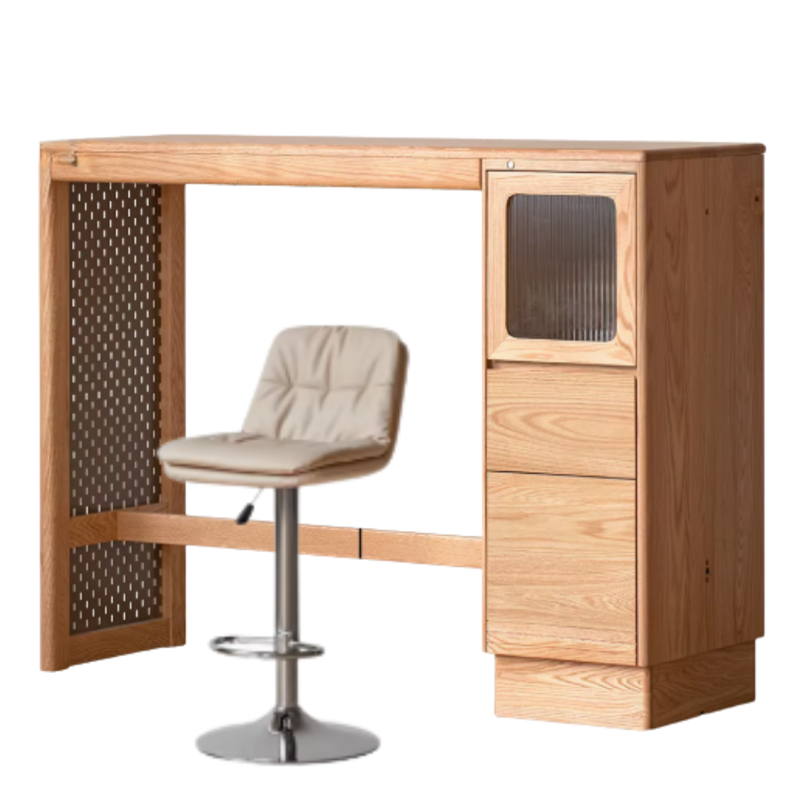 Oak Solid Wood Bar Cabinet Partition Cabinet High Foot Table