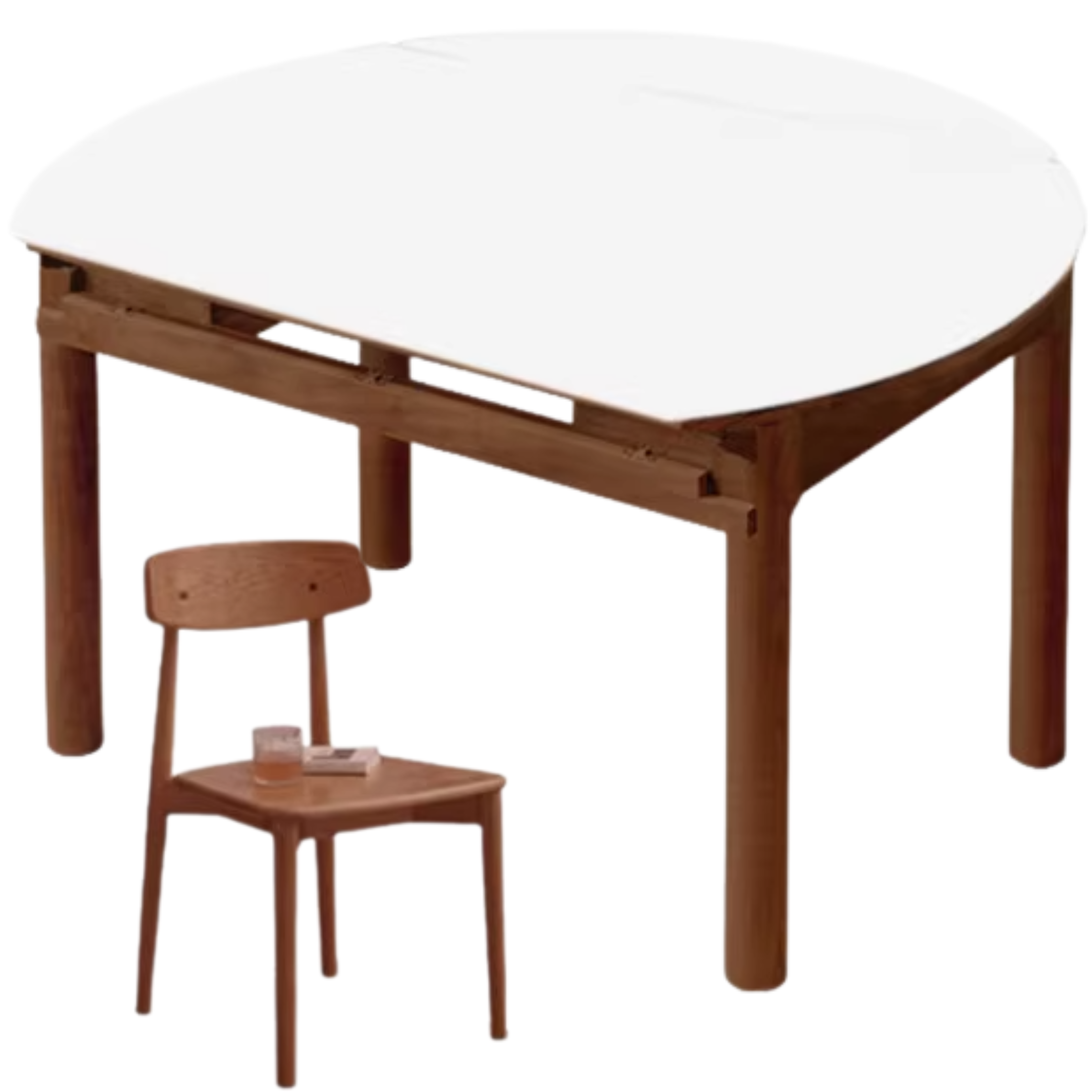 Oak, Black Walnut, Ash Solid Wood Rock Plate Folding Dining Table