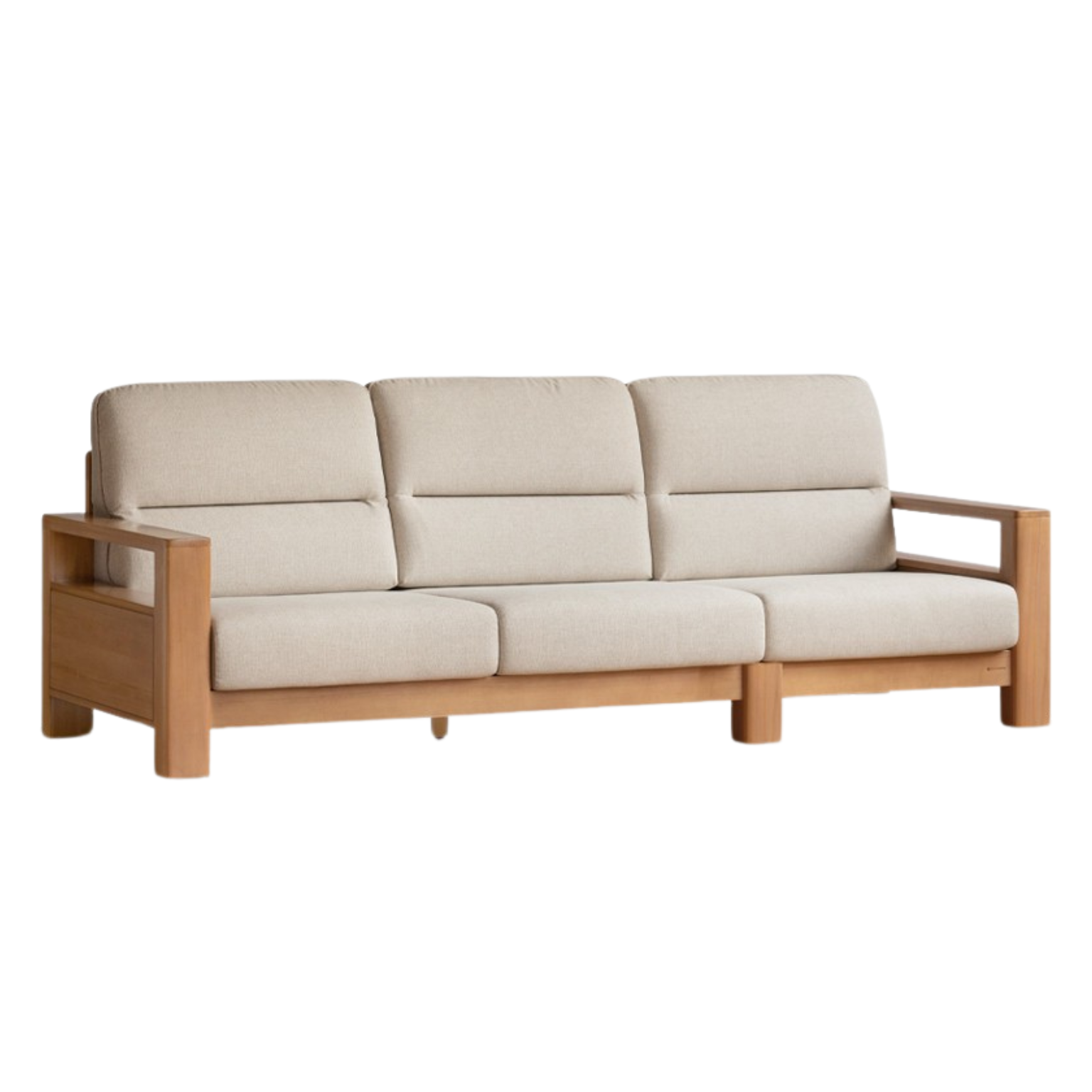 Poplar Solid Wood Sofa Modern Simple High Back Fabric Sofa