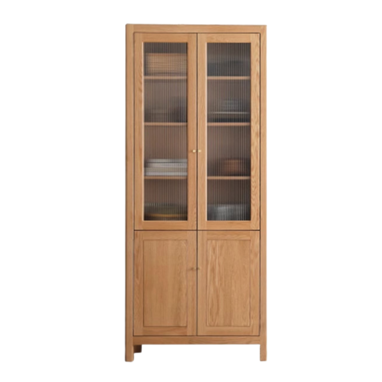 Oak, Solid Rubberwood Modern Minimalist Combination Bookcase