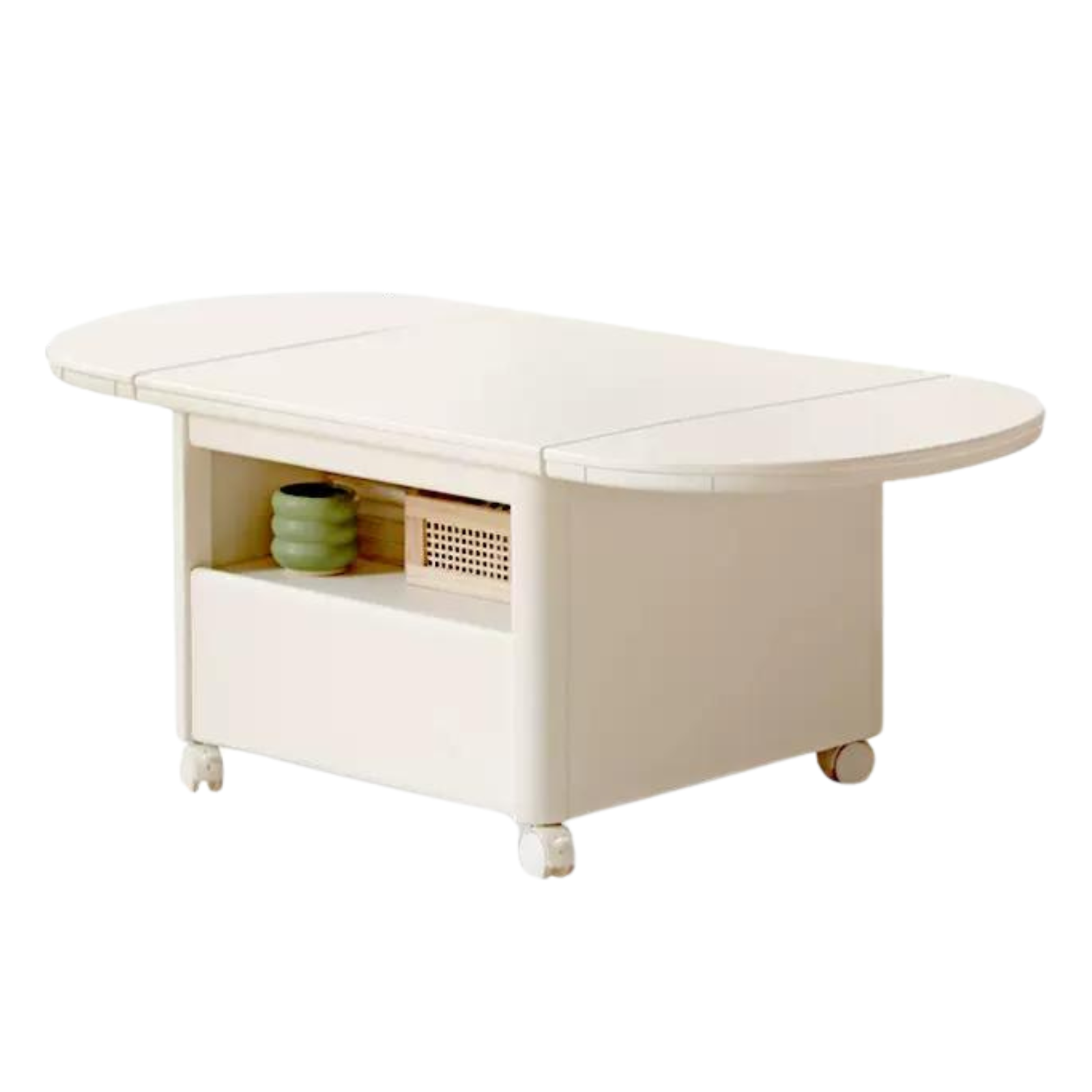 Poplar Solid Wood Folding Rock Board Mobile Coffee Table