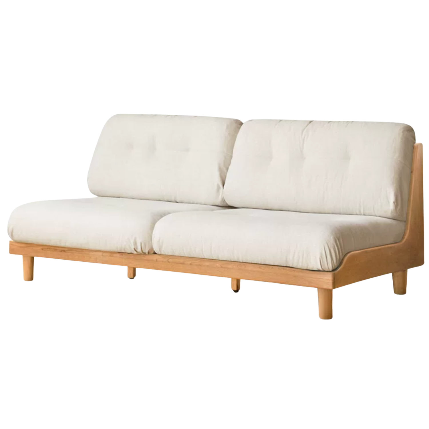 Oak, Ash Solid Wood Fabric Sofa with Deep Seat, Soft Cushion Design