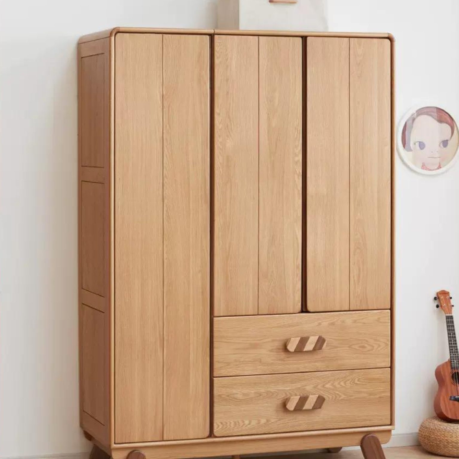 Oak Solid Wood Children's Wardrobe Modern