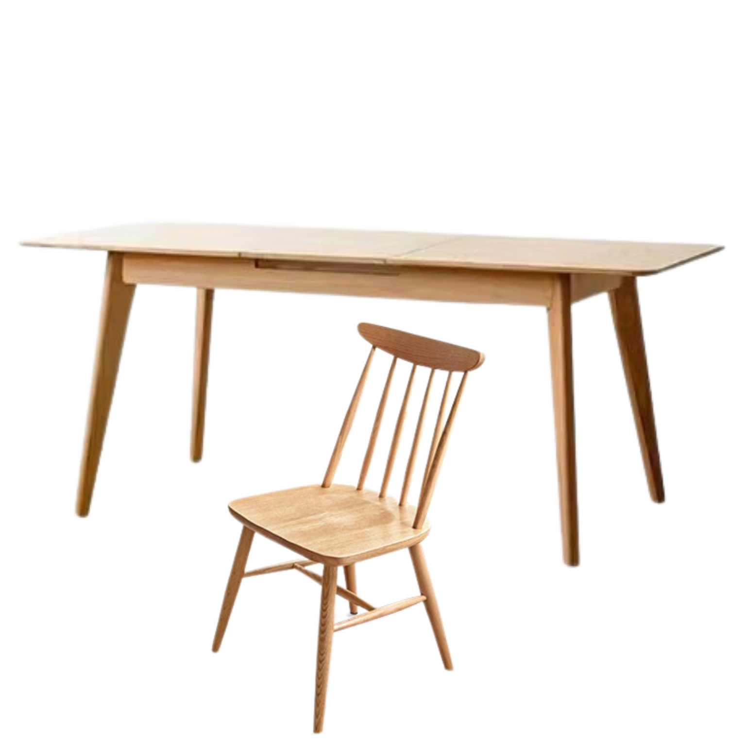 Oak, Ash Solid Wood Nordic Wall-Mounted Retractable Long Dining Table