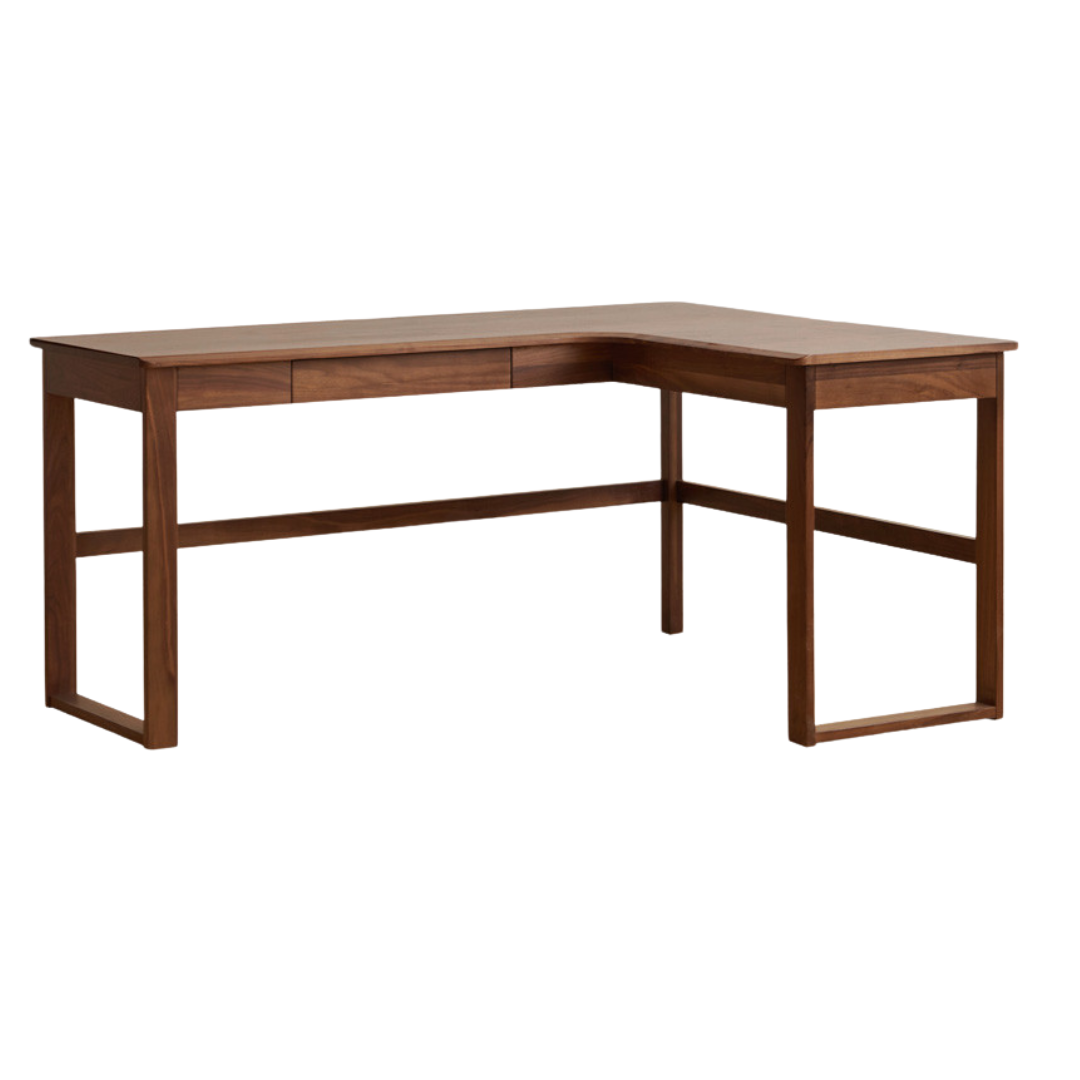 Oak Solid Wood Corner Desk Bookshelf