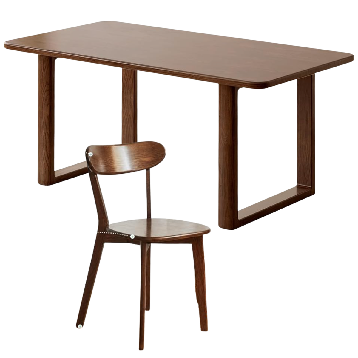 Black Walnut, Oak Solid Wood Dining Table with Industrial Trestle Legs