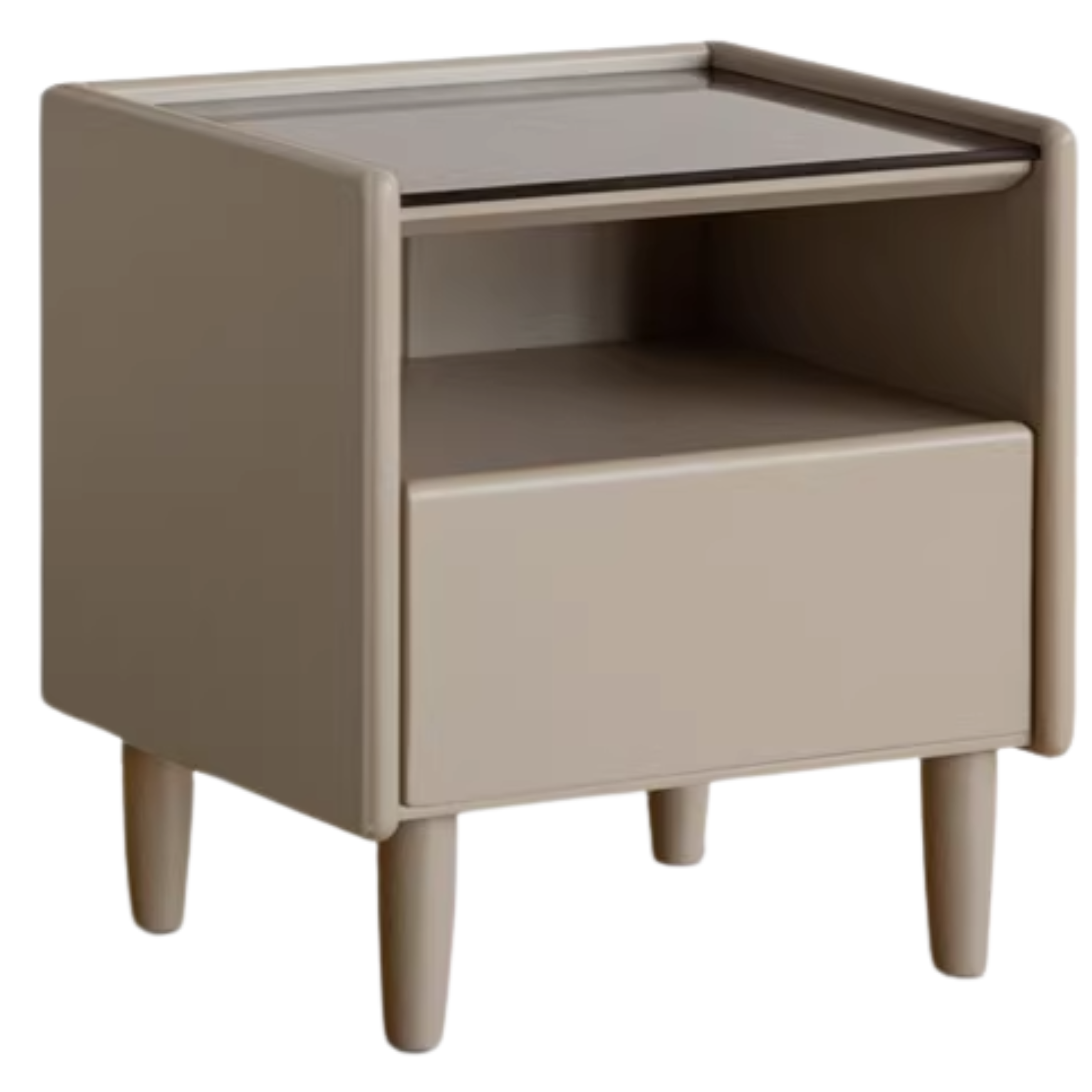 Poplar Solid Wood Glass Nightstand