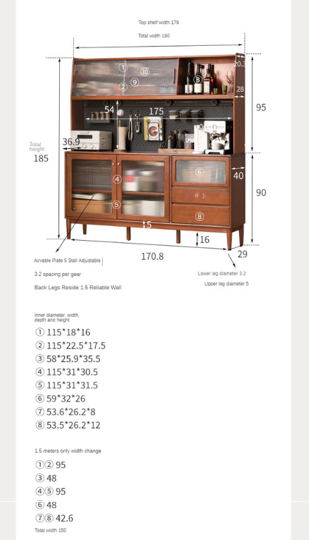 Tulipwood Solid Wood Sideboard Wall Mounted Cabinet