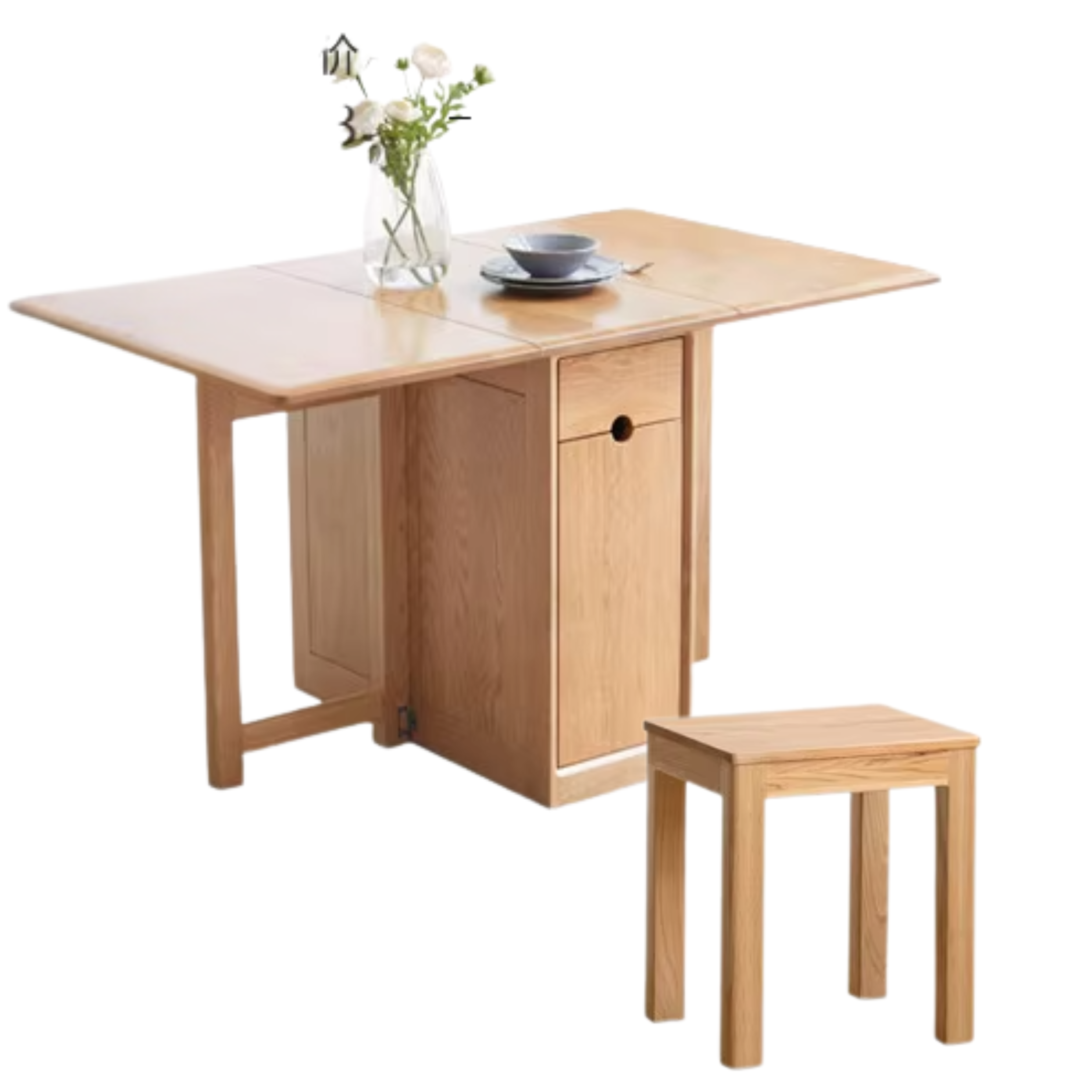Ash, Oak Solid Wood Folding Dining Table