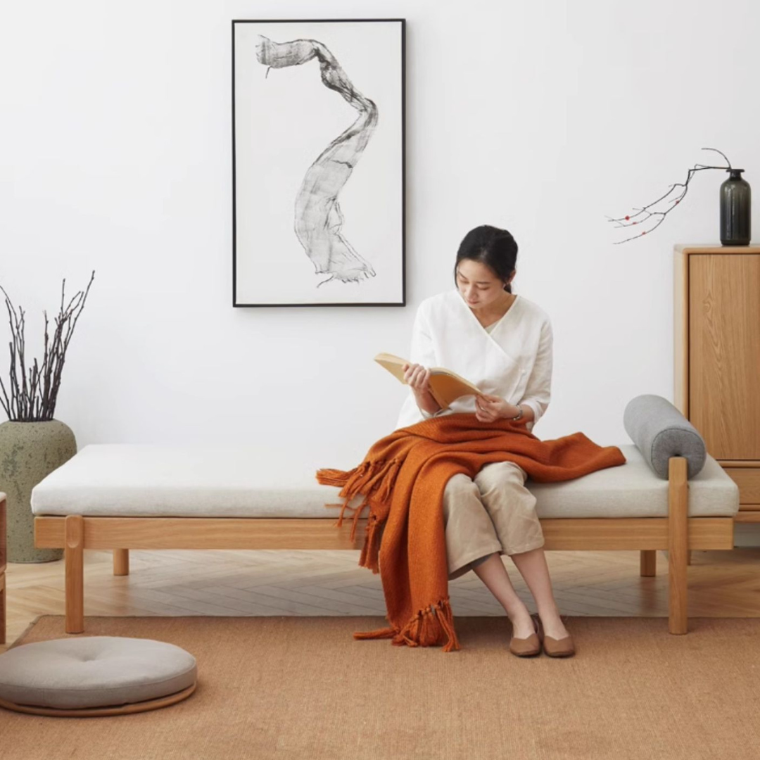 Ash Solid Wood Fabric Sofa.