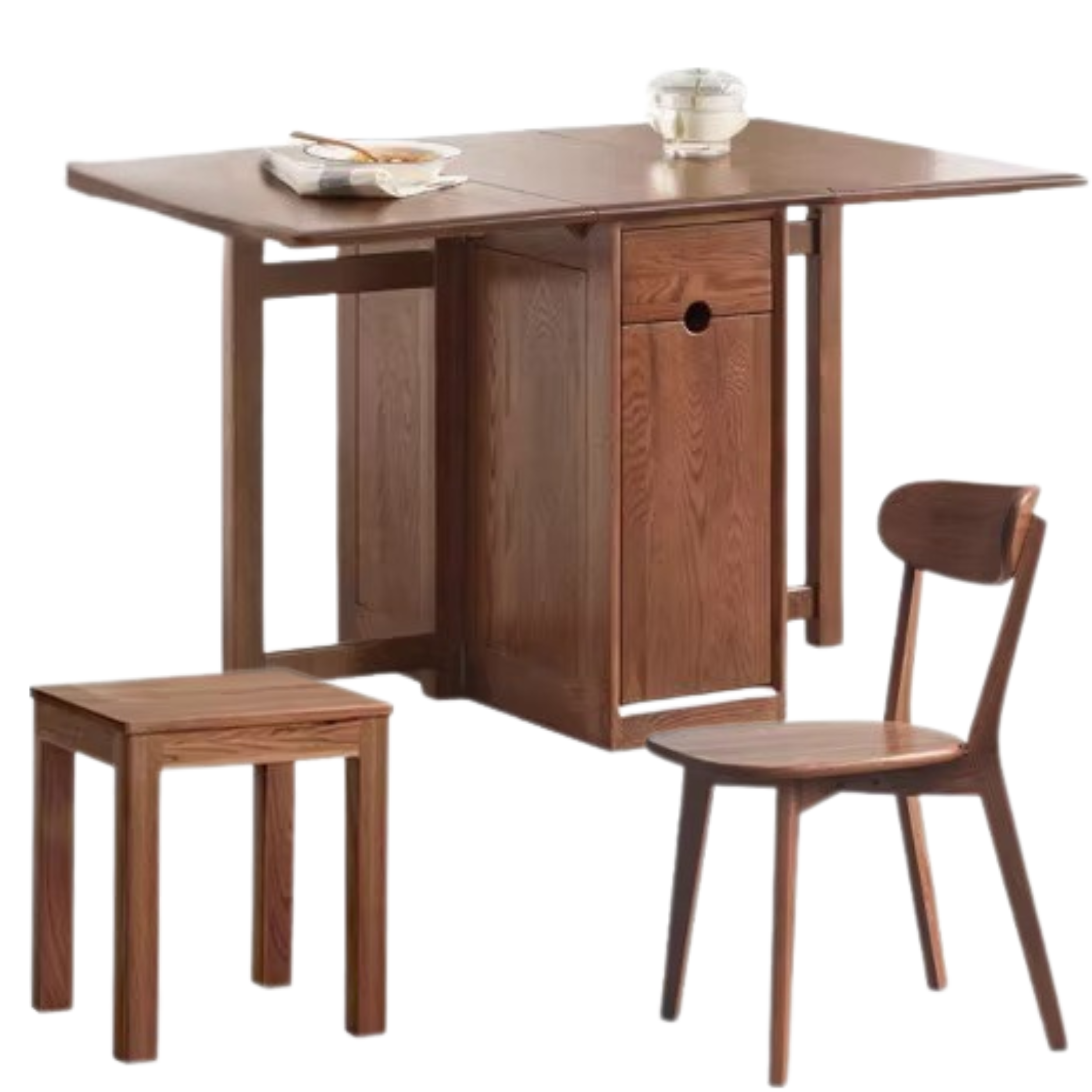 Ash, Oak Solid Wood Folding Dining Table