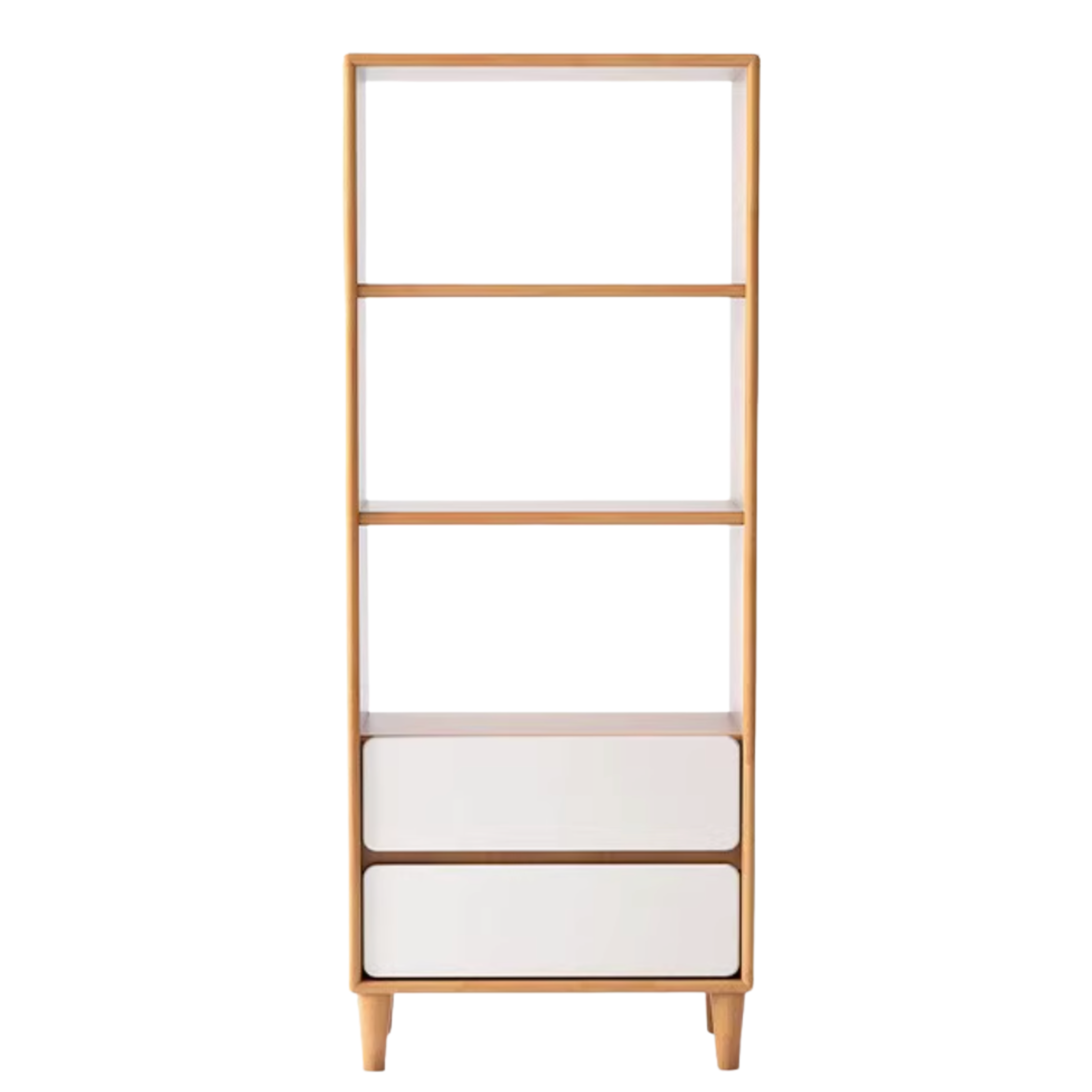 Oak, Rubber Solid Wood Modern Storage Bookcase