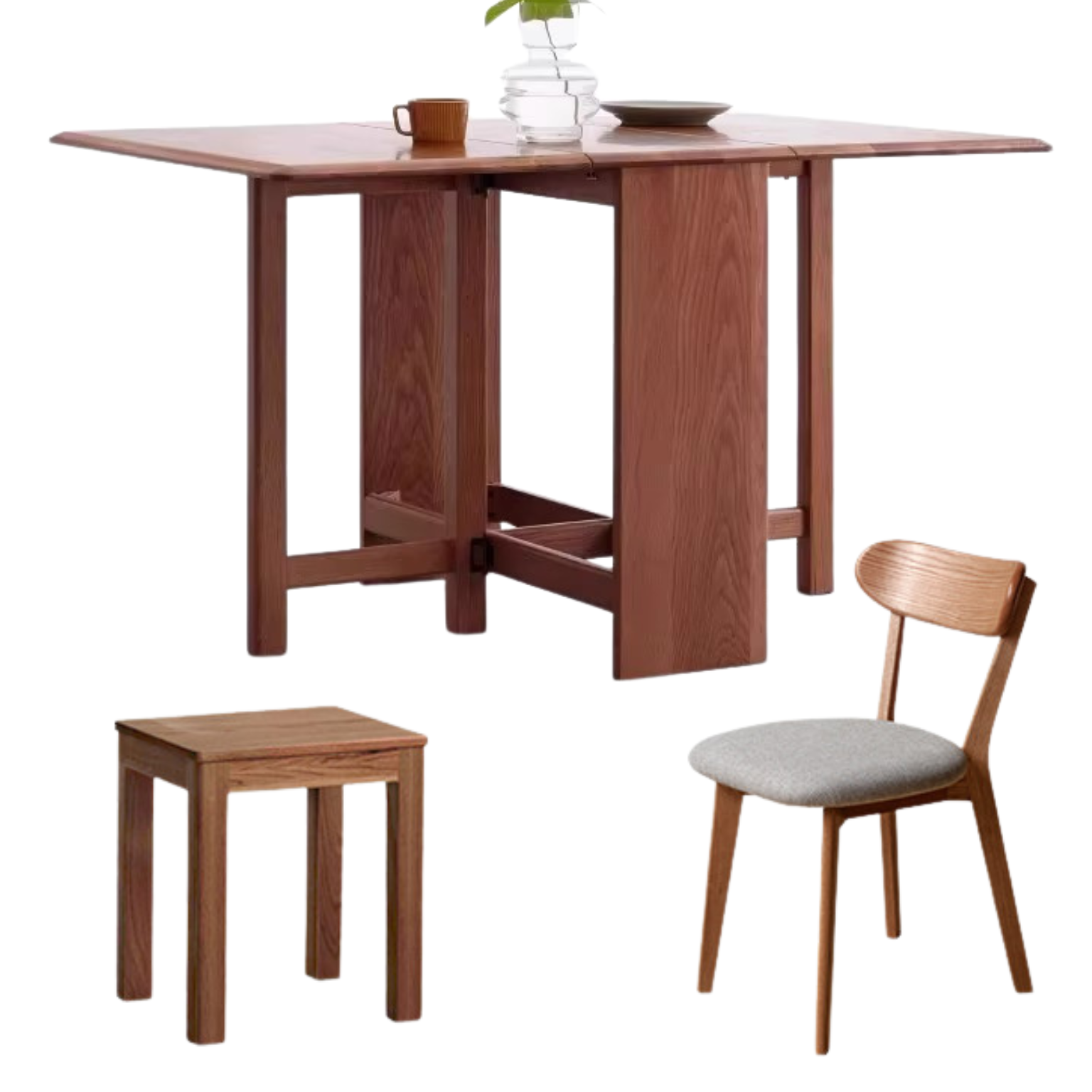 Ash, Oak Solid Wood Folding Dining Table