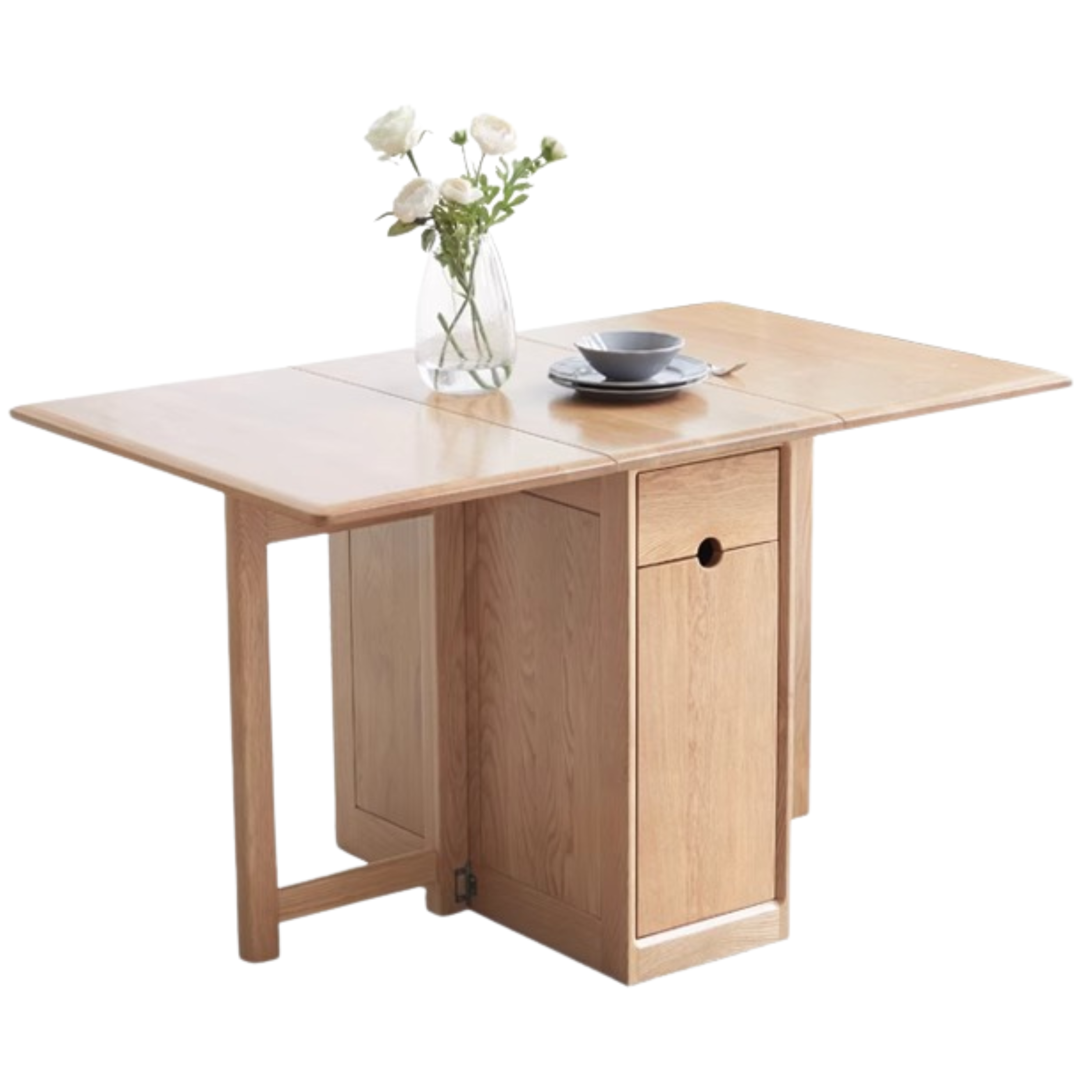 Ash, Oak Solid Wood Folding Dining Table