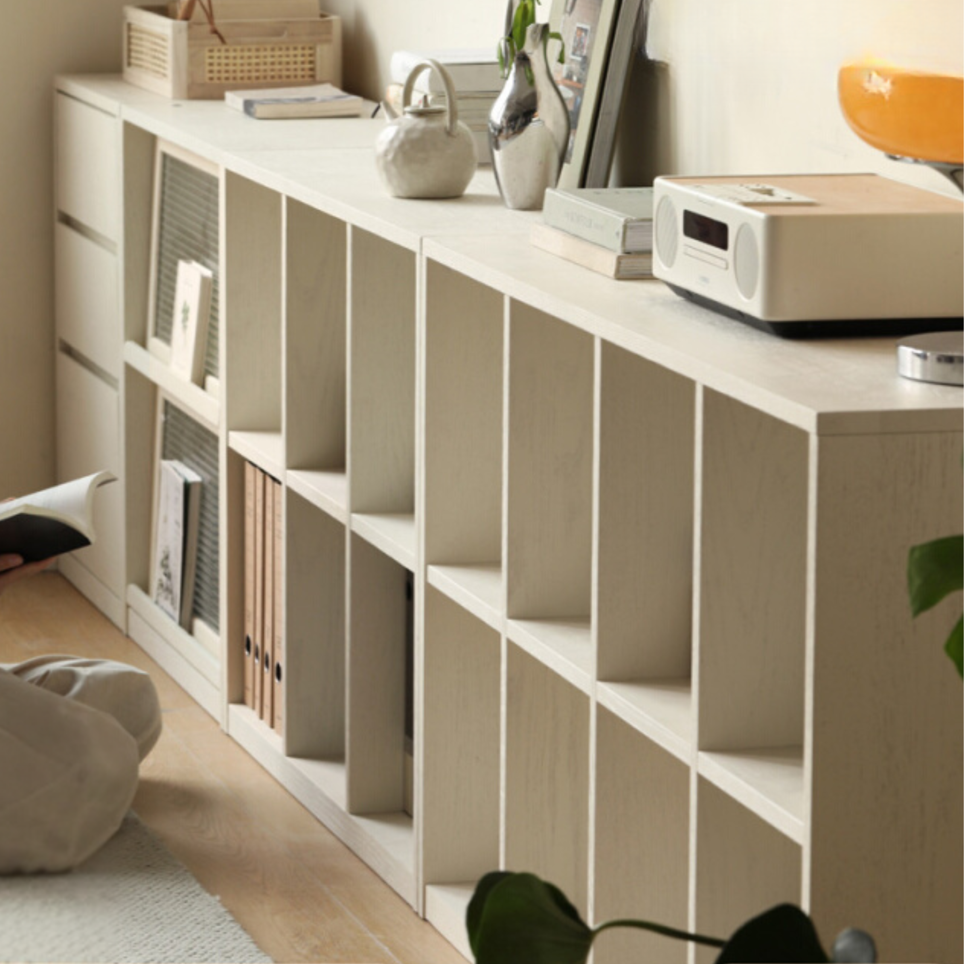 Oak Solid Wood Bookcase Cream Office Desk