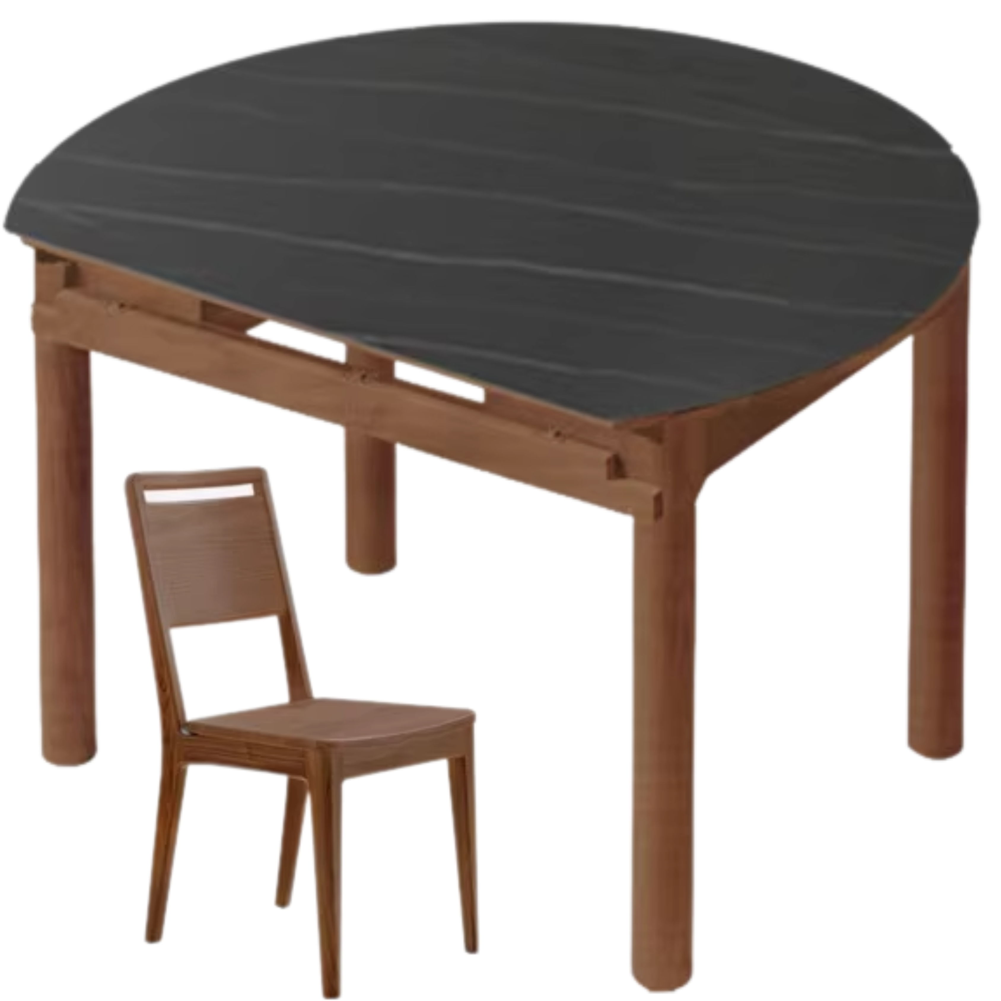 Oak, Black Walnut, Ash Solid Wood Rock Plate Folding Dining Table