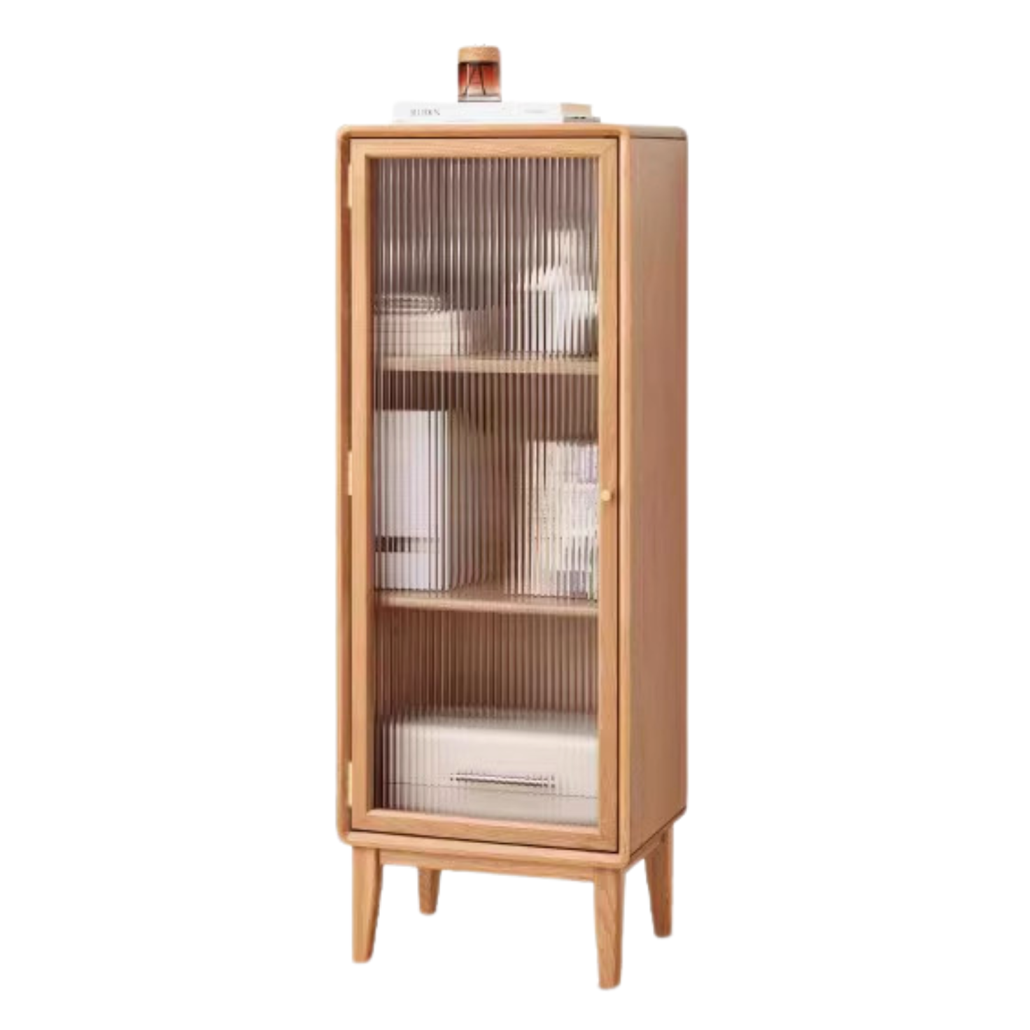 Oak, Beech Solid Wood Side Cabinet, Small Bookcase