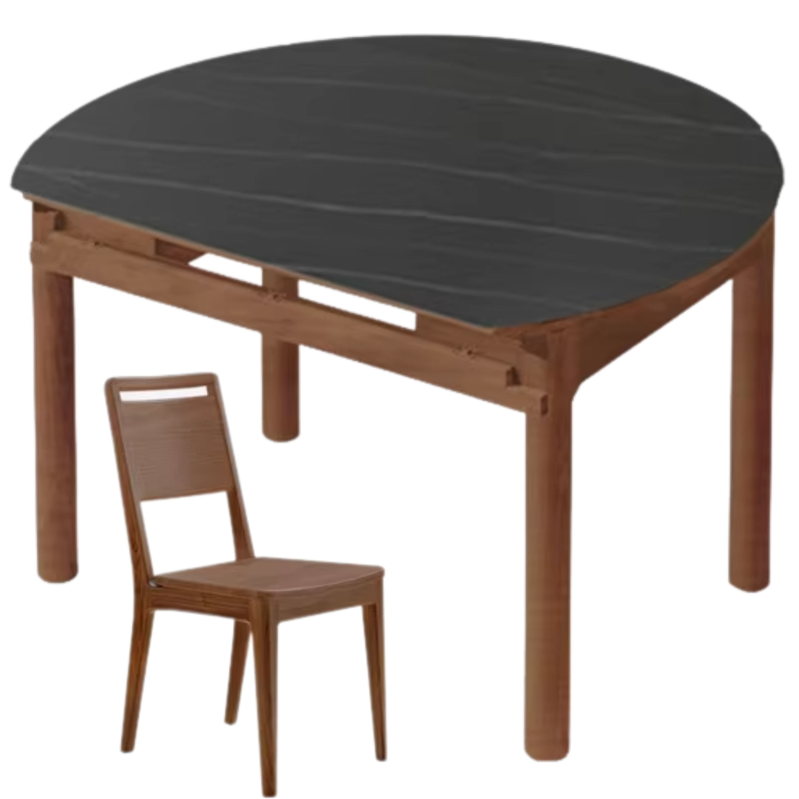 Oak, Black Walnut, Ash Solid Wood Rock Plate Folding Dining Table
