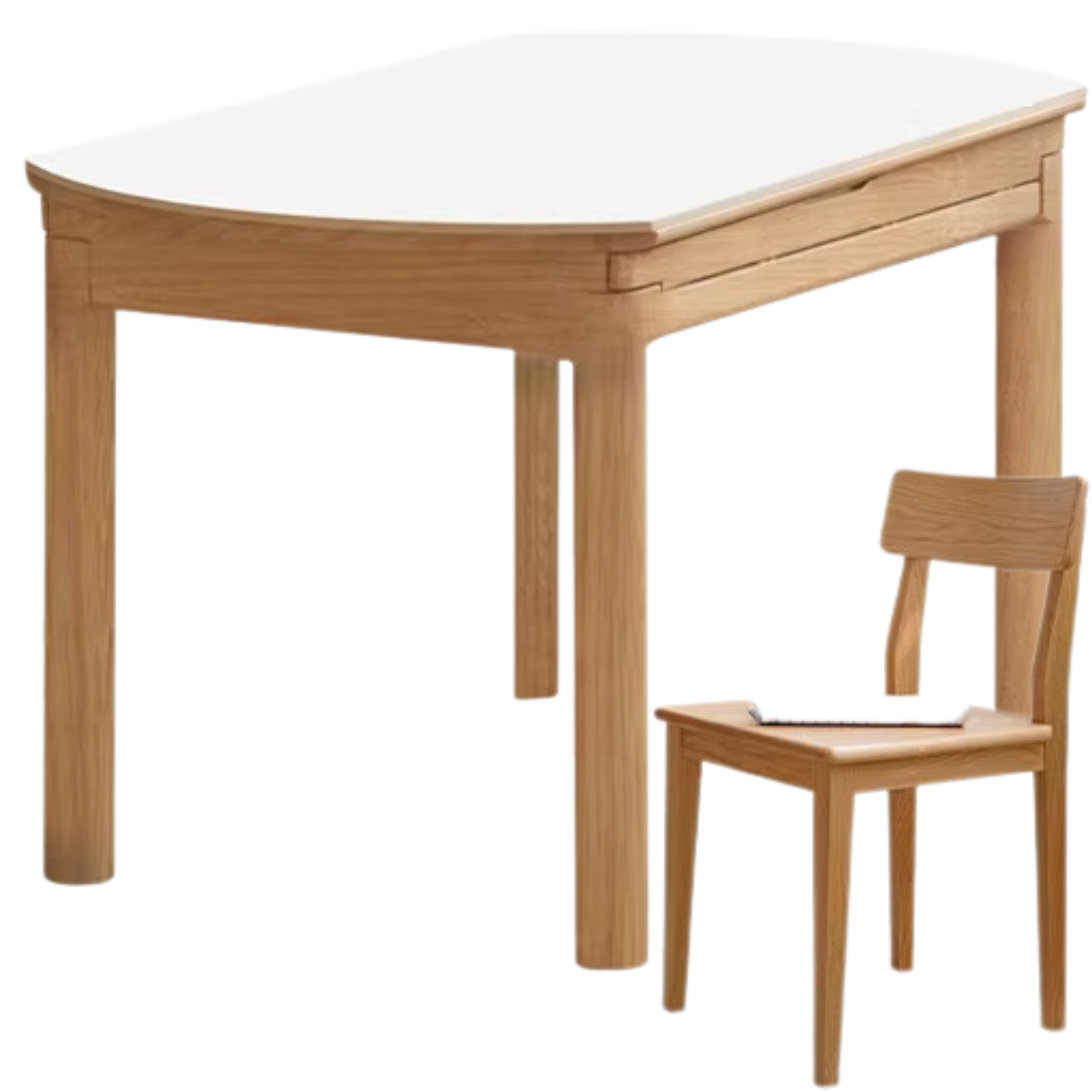 Solid Ruberwood, Oak, Ash Solid Wood Retractable Rock Plate Dining Table