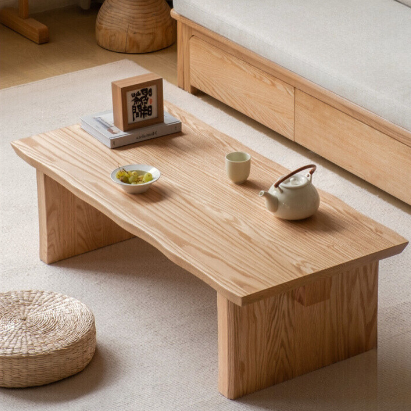 solid wood coffee table wabi-sabi wind minimalist square table