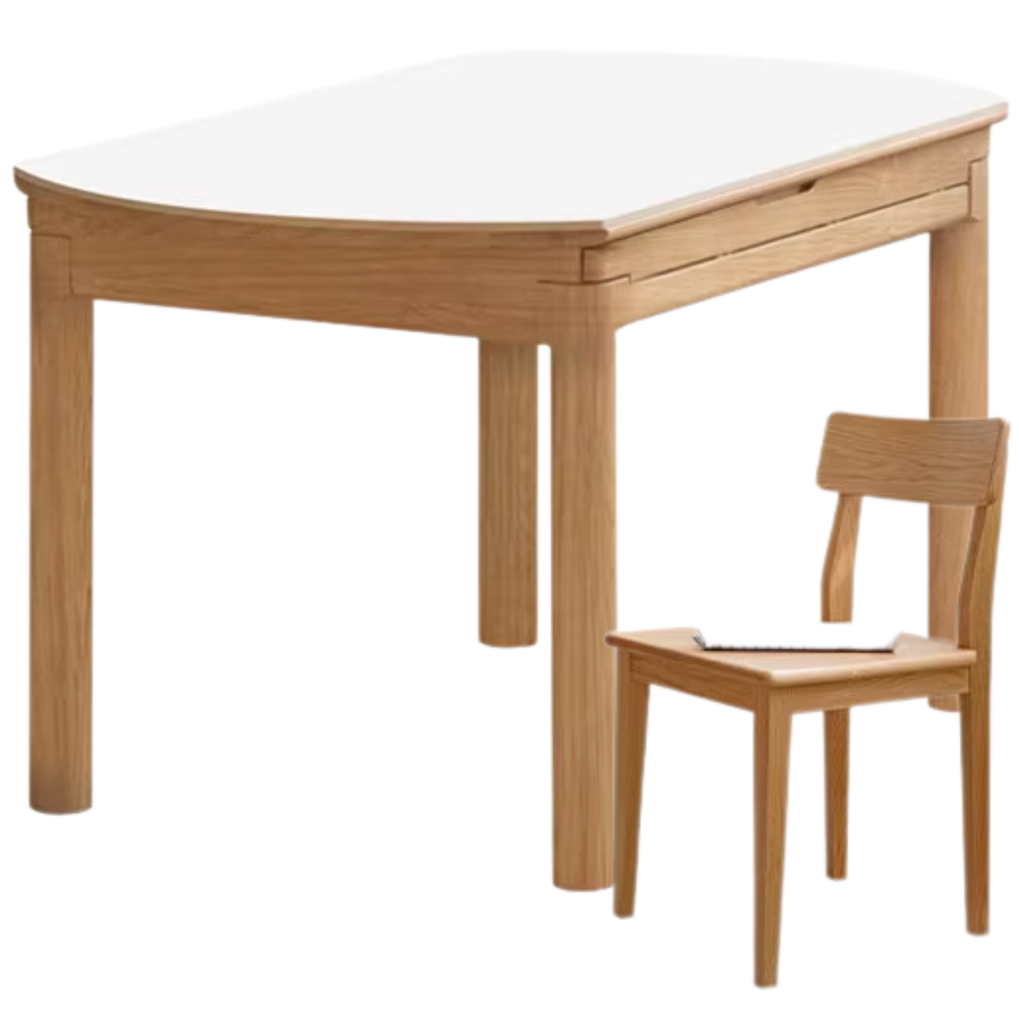 Solid Ruberwood, Oak, Ash Solid Wood Retractable Rock Plate Dining Table