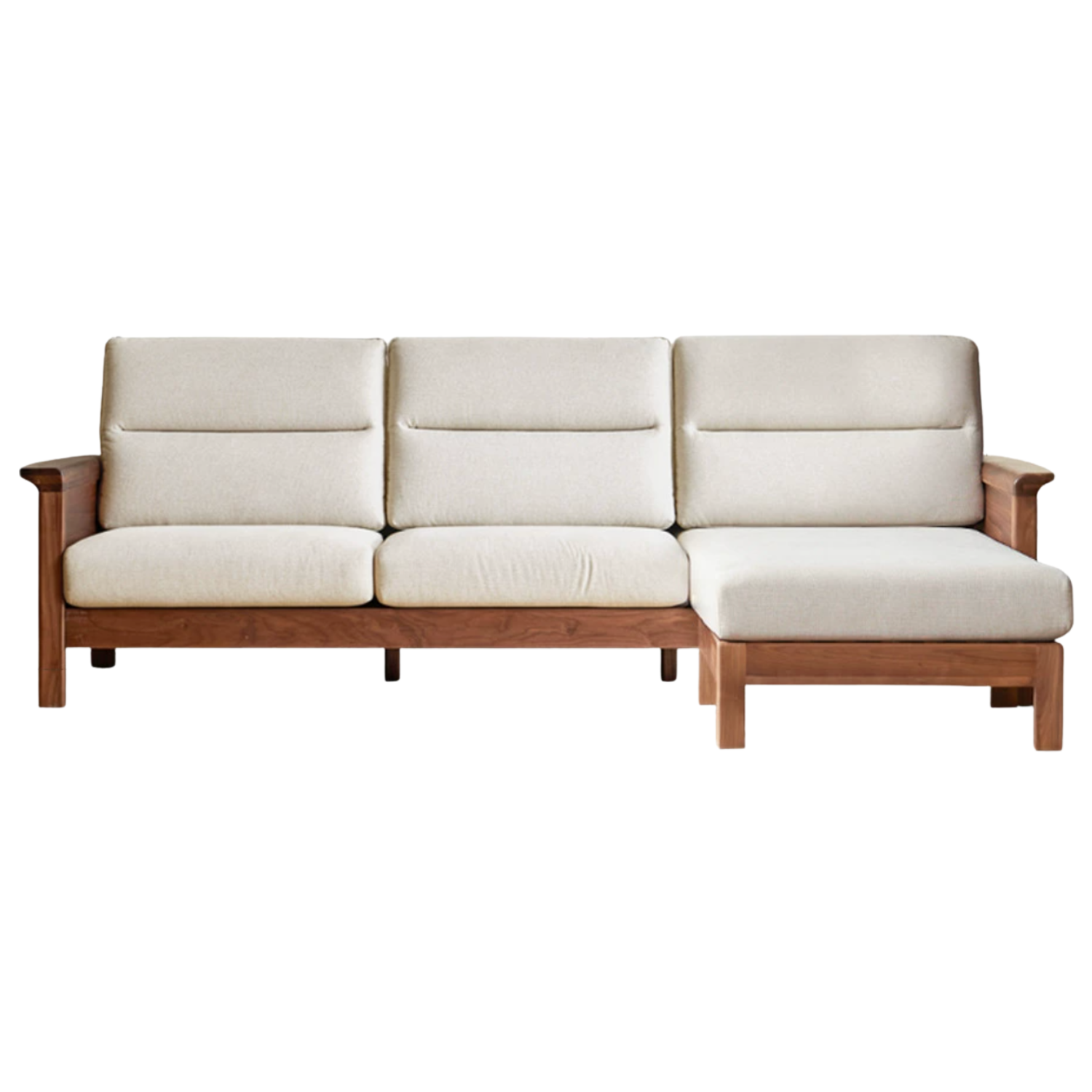 Sandalwood, Black Walnut Solid Wood Fabric Sofa.