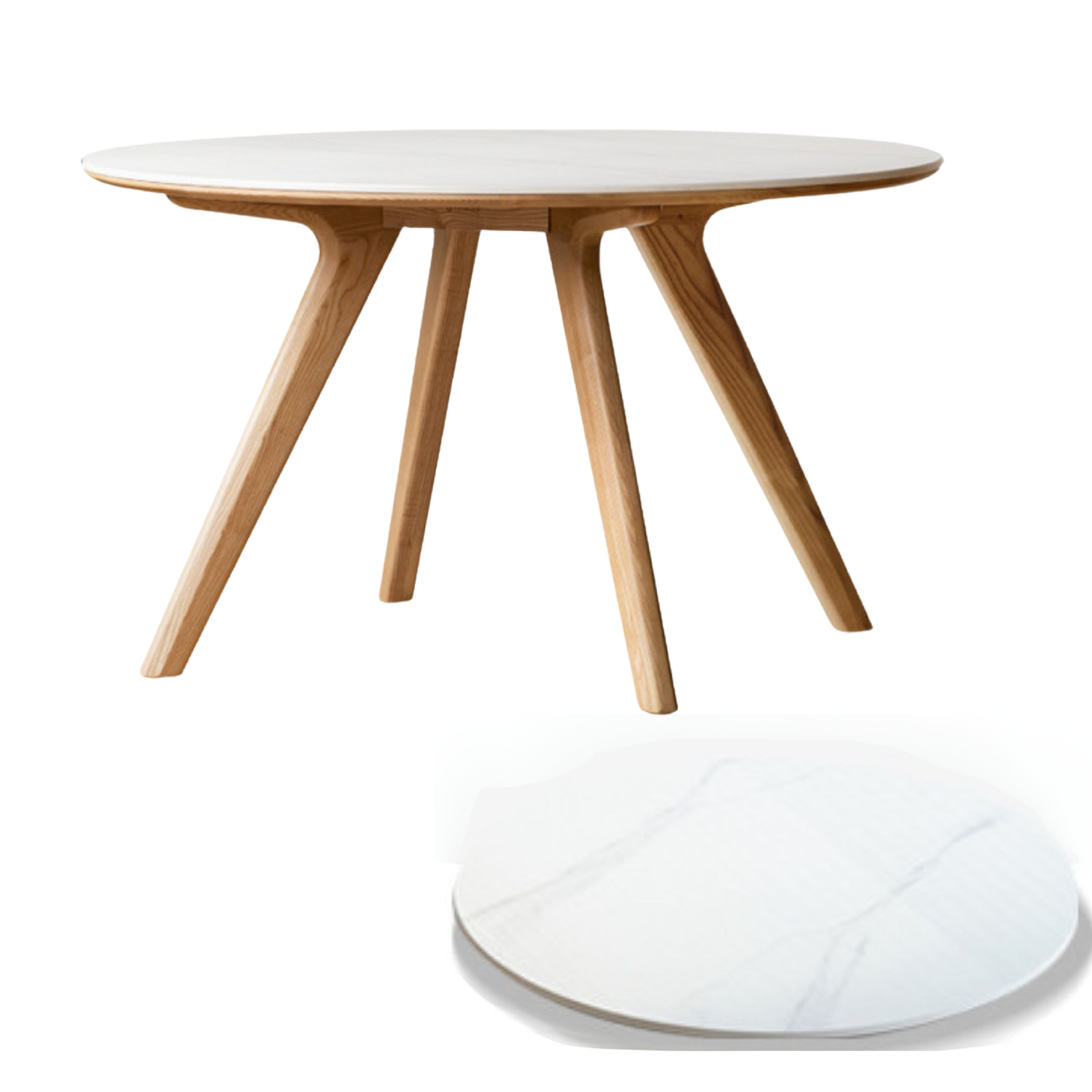 Ash Solid Wood Modern Rock Round Table.