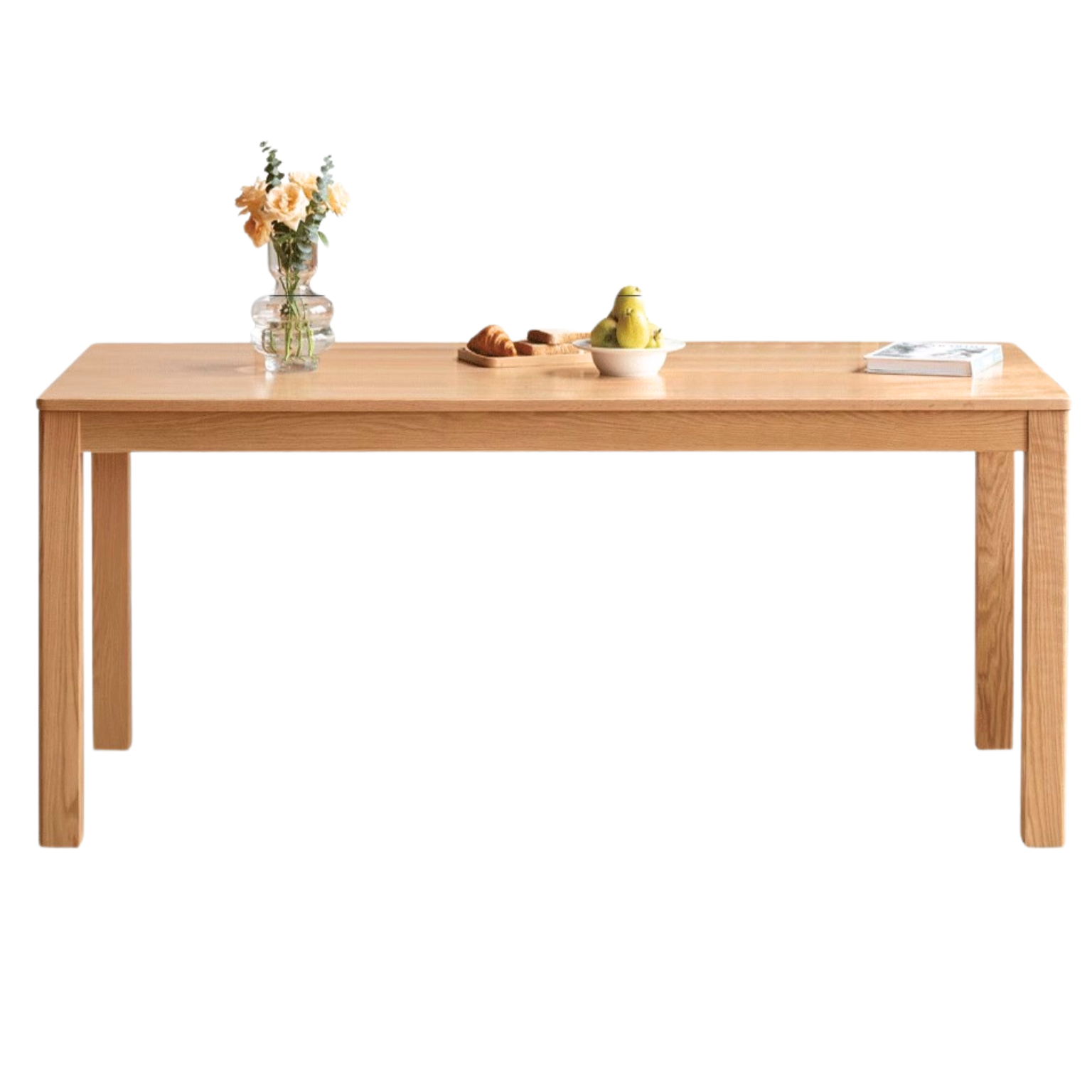 Oak Solid Wood, Solid Rubberwood Nordic Dining Table