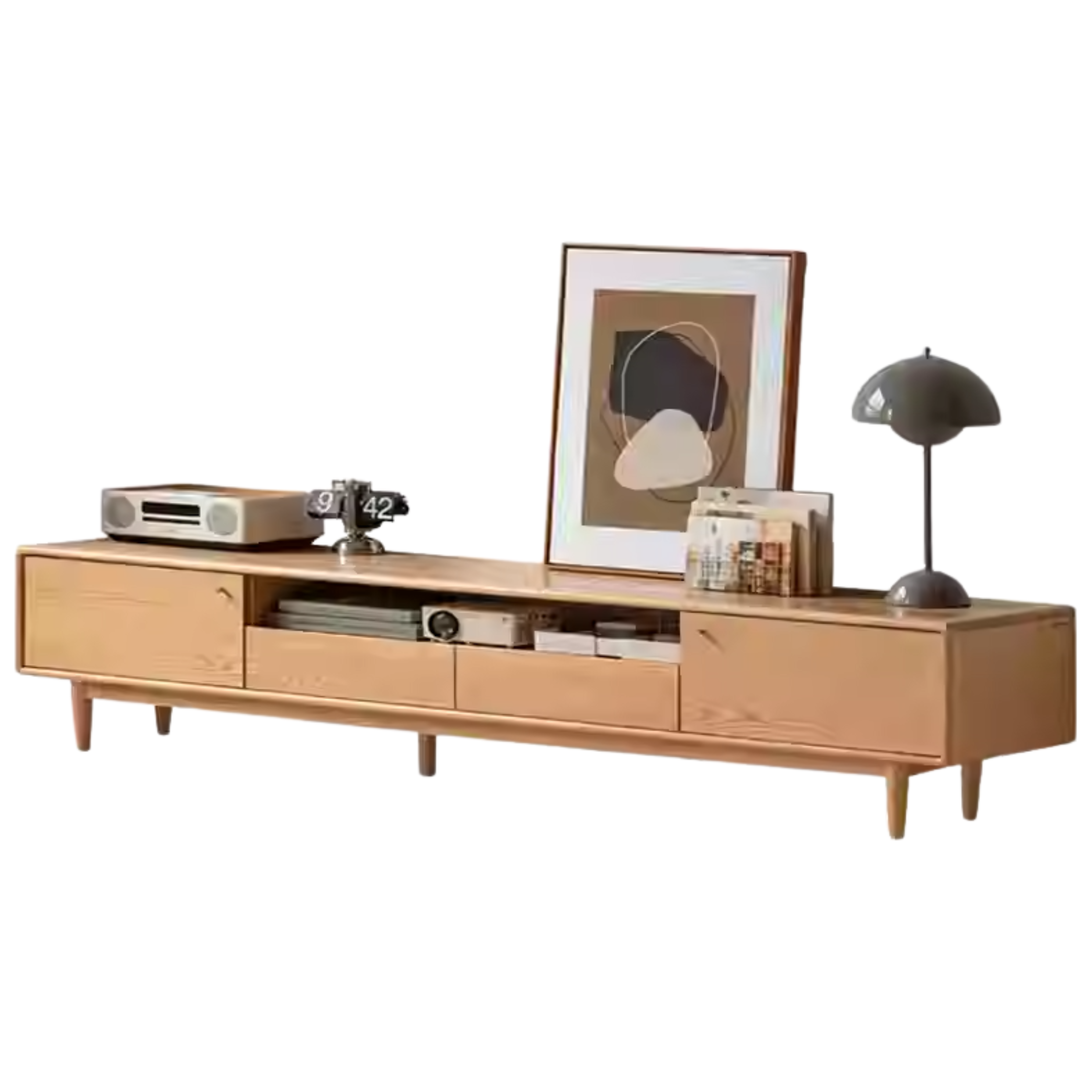 Oak Solid Wood Nordic Floor TV Cabinet.