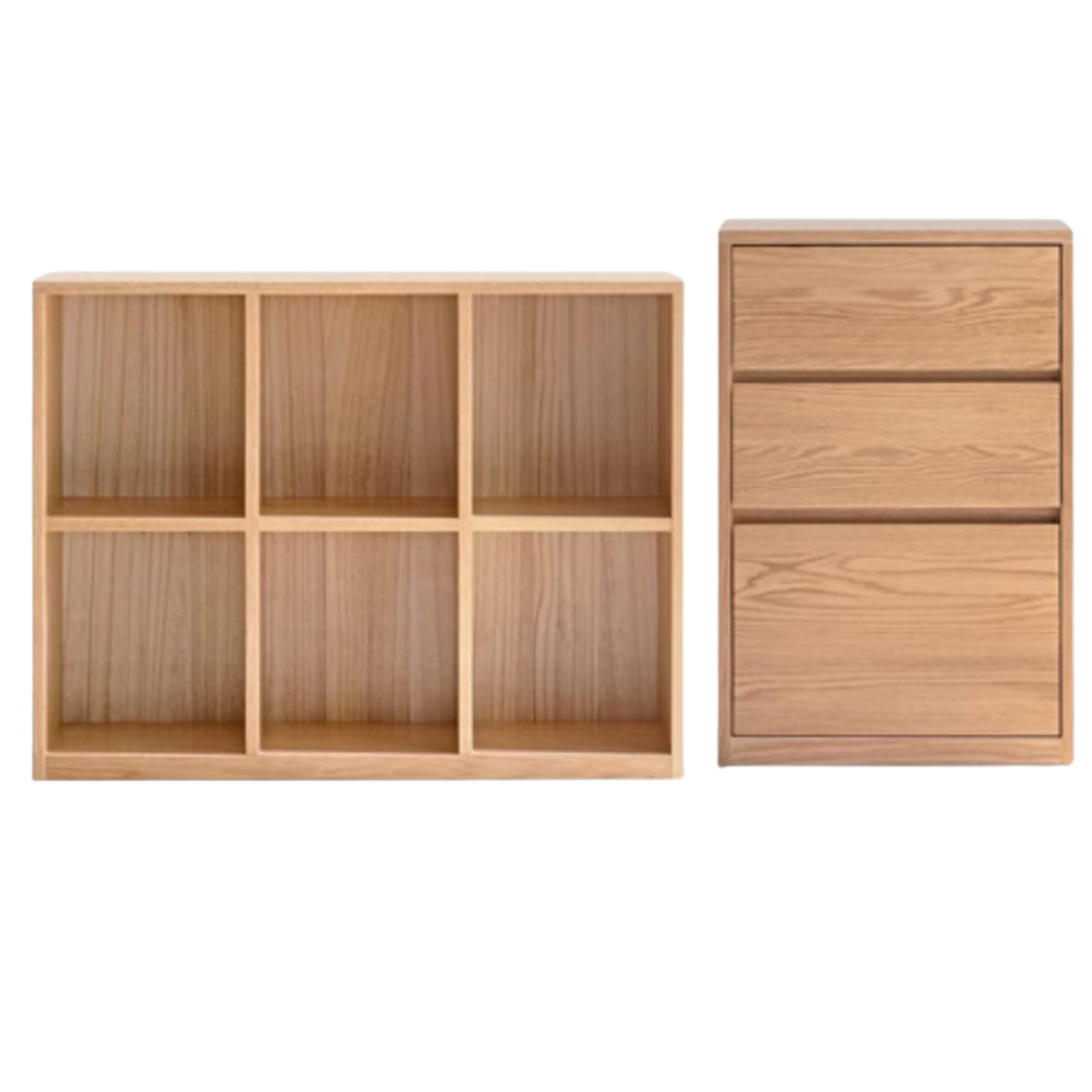 Oak, Solid Rubberwood, Ash Solid Wood Bookcase Free Combination Low Cabinet Floor-Standing Bookshelf