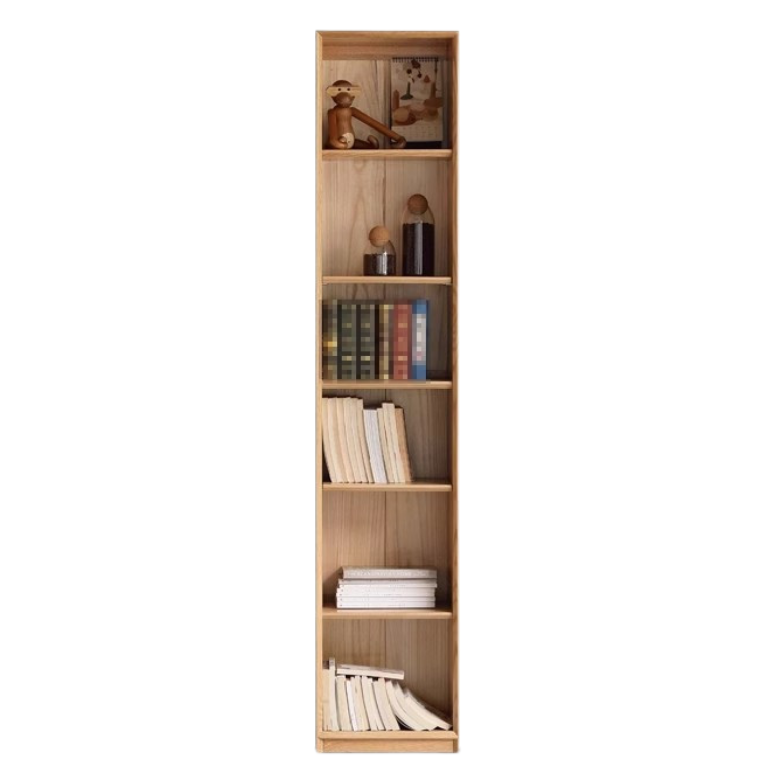Oak Solid Wood Nordic Style Bookshelf with Floor Storage Cabinet