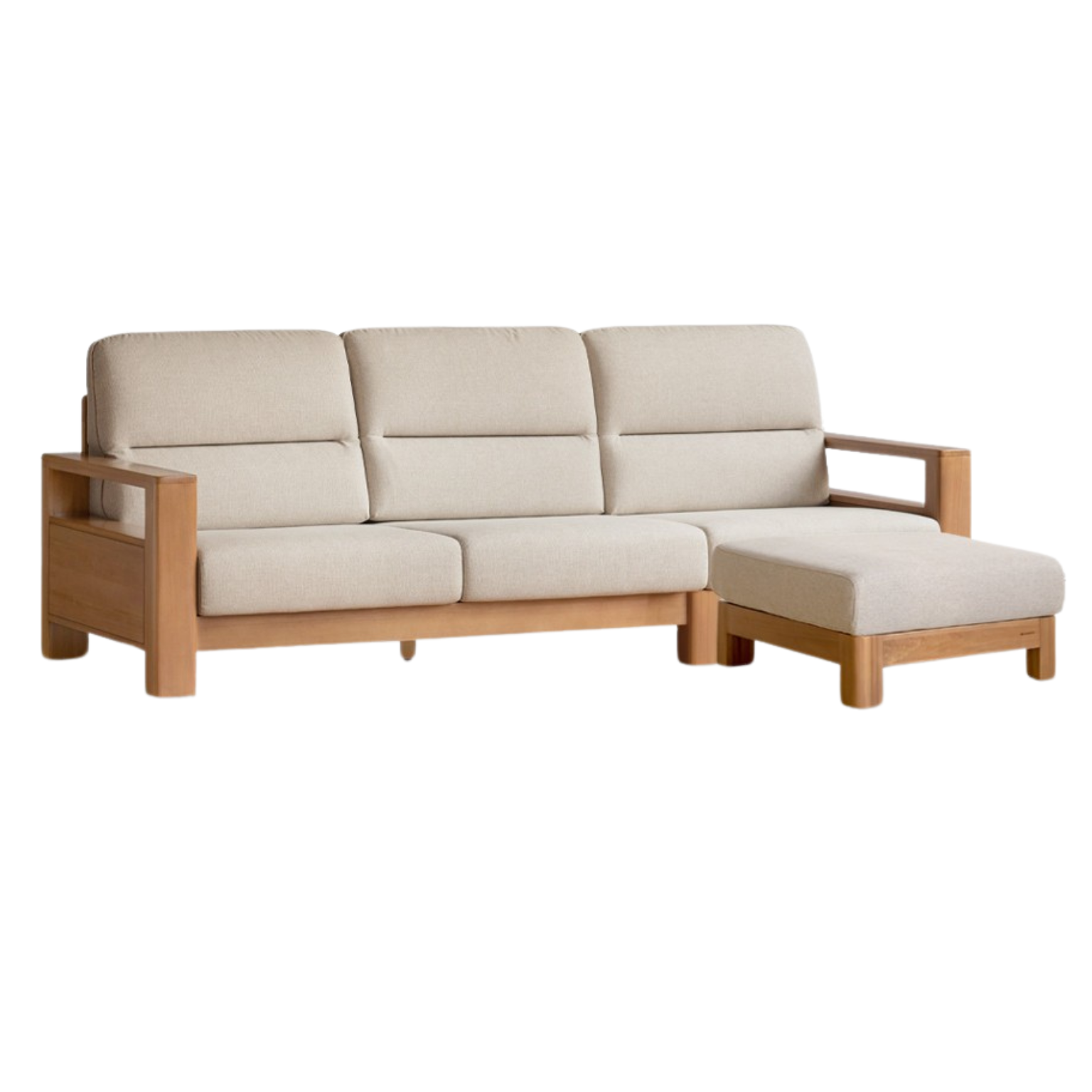 Poplar Solid Wood Sofa Modern Simple High Back Fabric Sofa