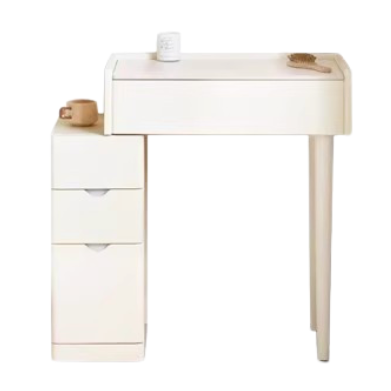 Pine Solid Wood Makeup Table Cream Style.
