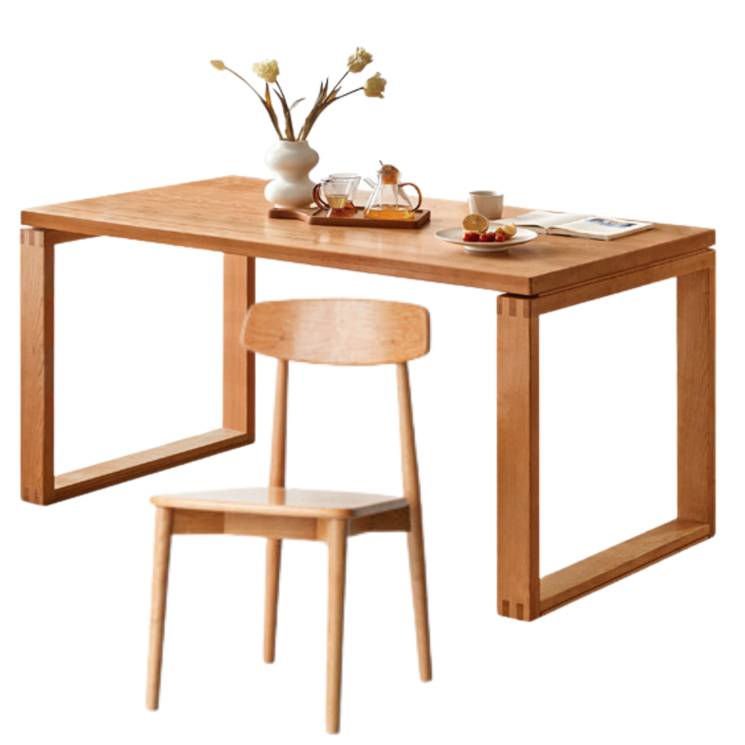 Cherry Wood Dining Table Island Table Integrated Large Board