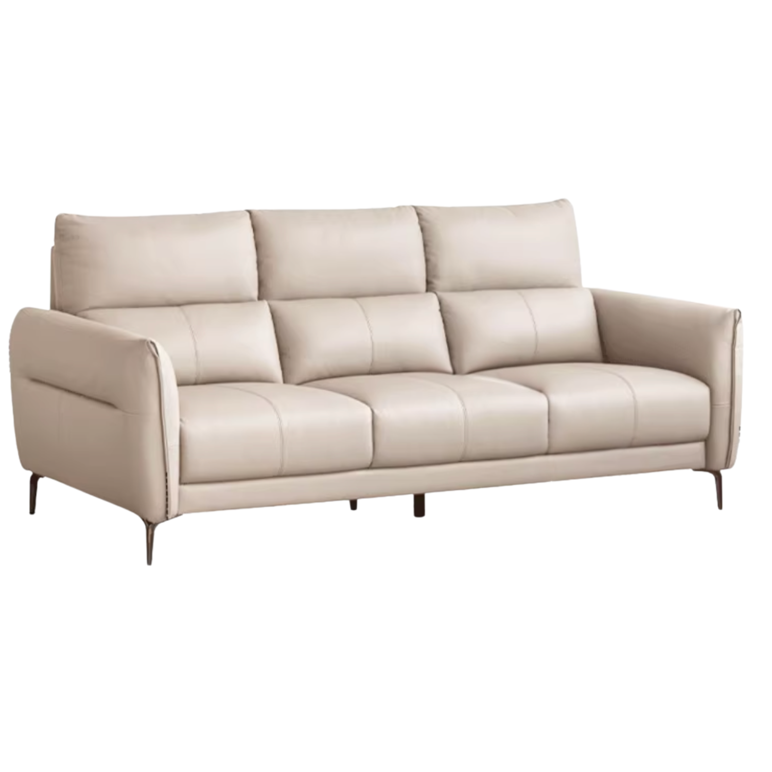 Genuine Leather High-Back Modern Sofa