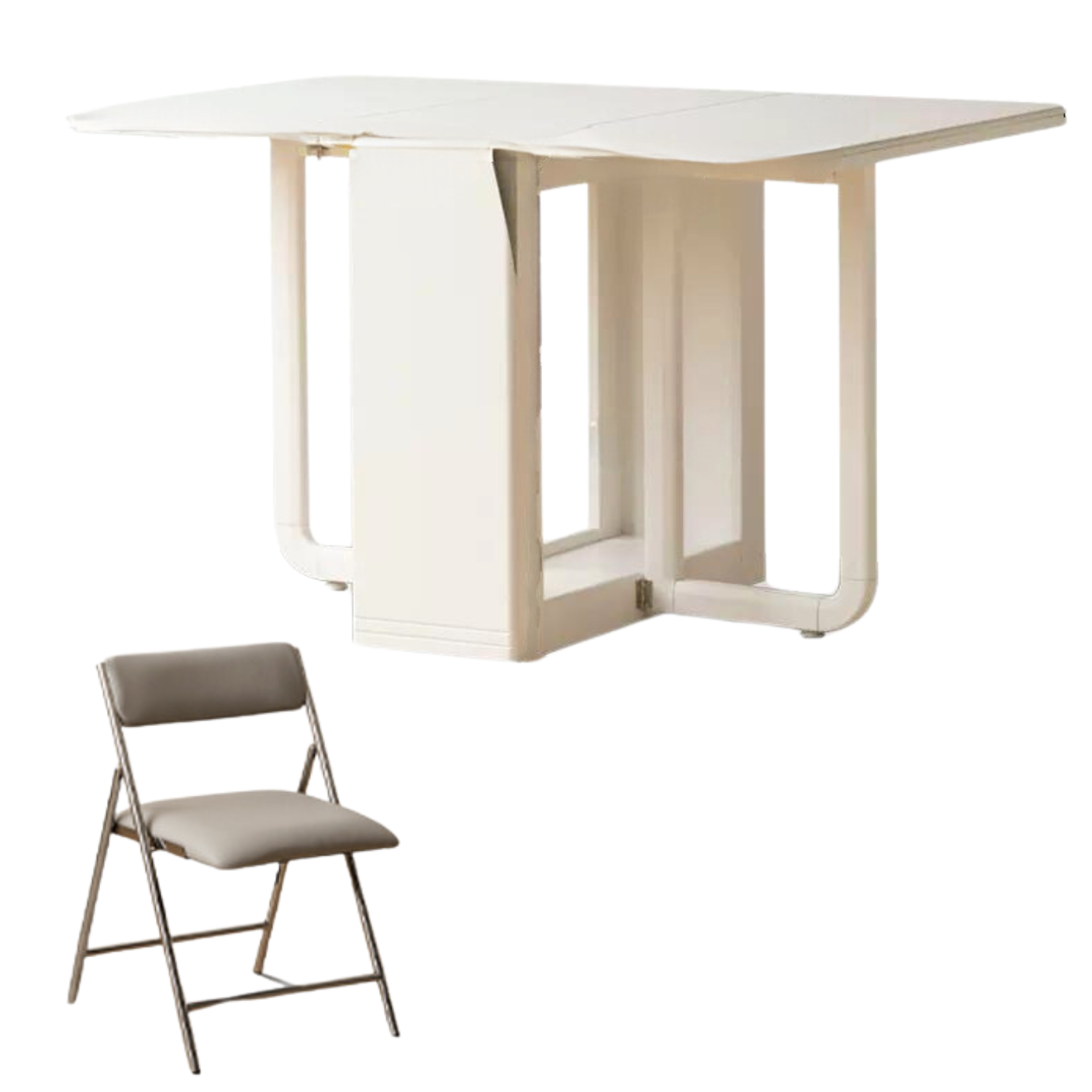 Poplar Solid Wood Cream Wind Rock Slab Folding Dining Table