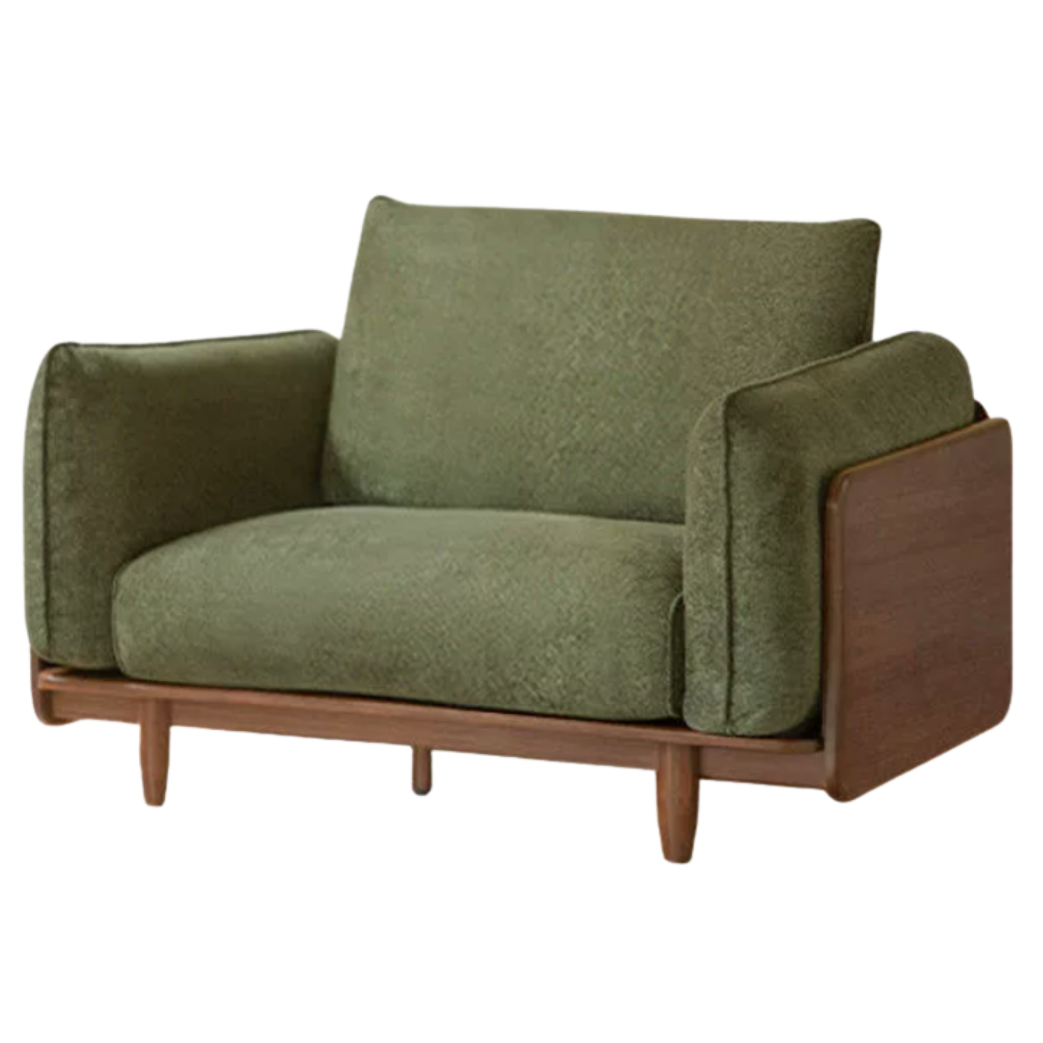 Black Walnut Solid Wood, Oak, Solid Sandalwood Genuine leather, fabric Sofa with Wood Base
