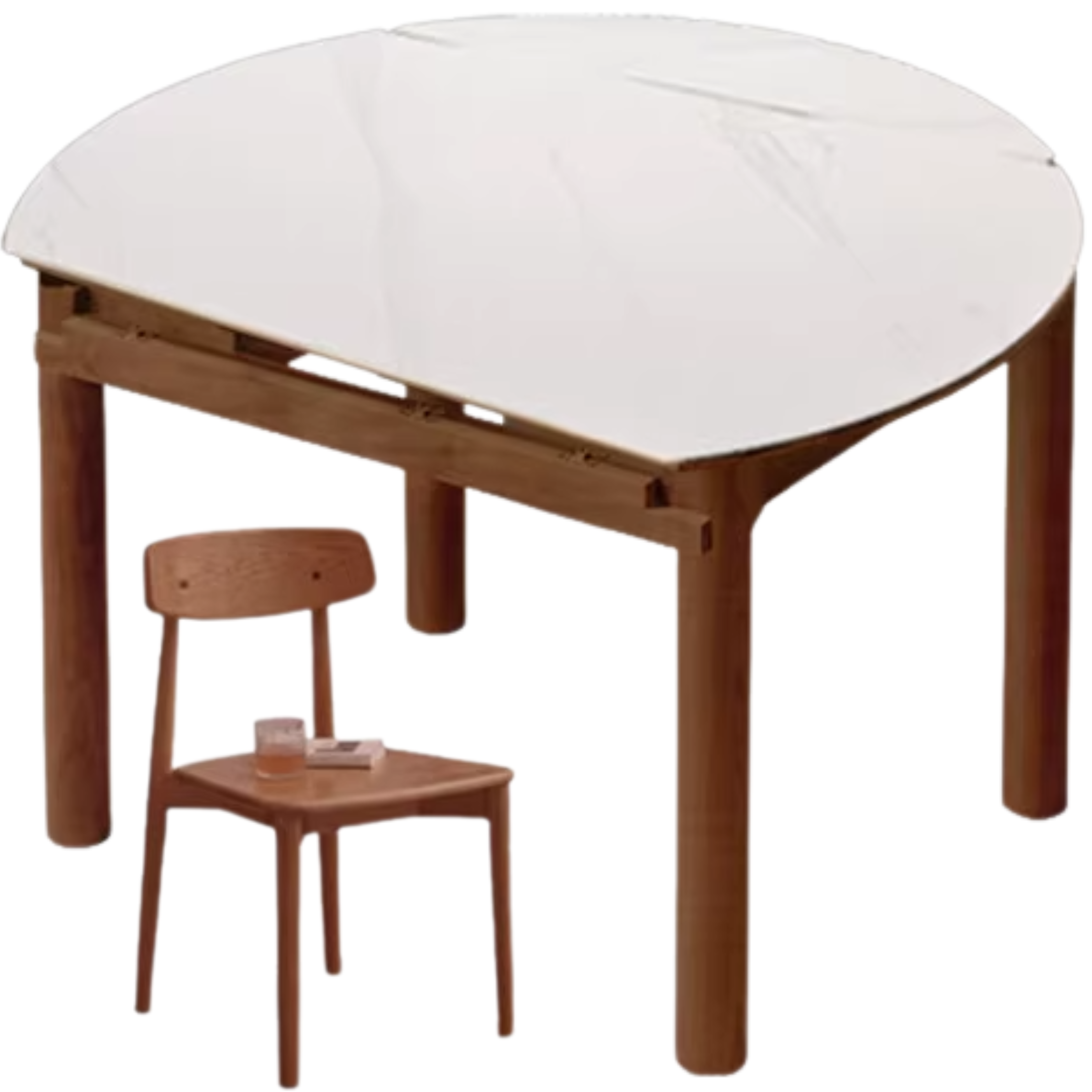 Oak, Black Walnut, Ash Solid Wood Rock Plate Folding Dining Table