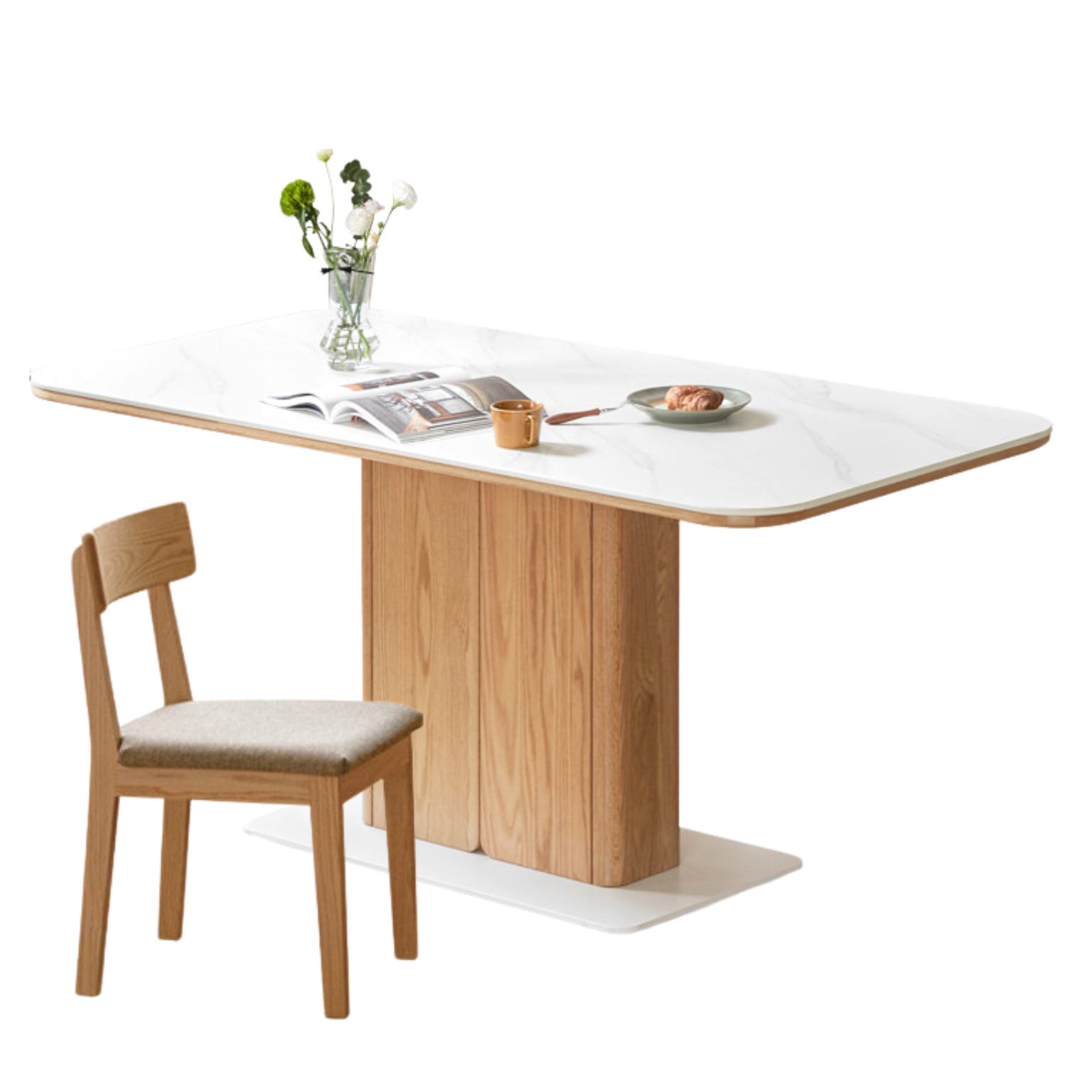 Oak Rock Plate Italian Standing Long Dining Table